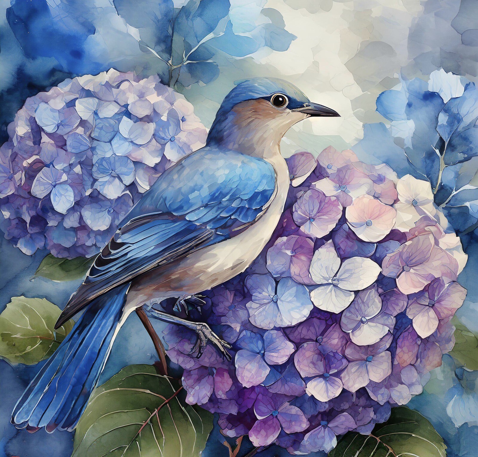 Hydrangea Bird AI Digital Art .jpg