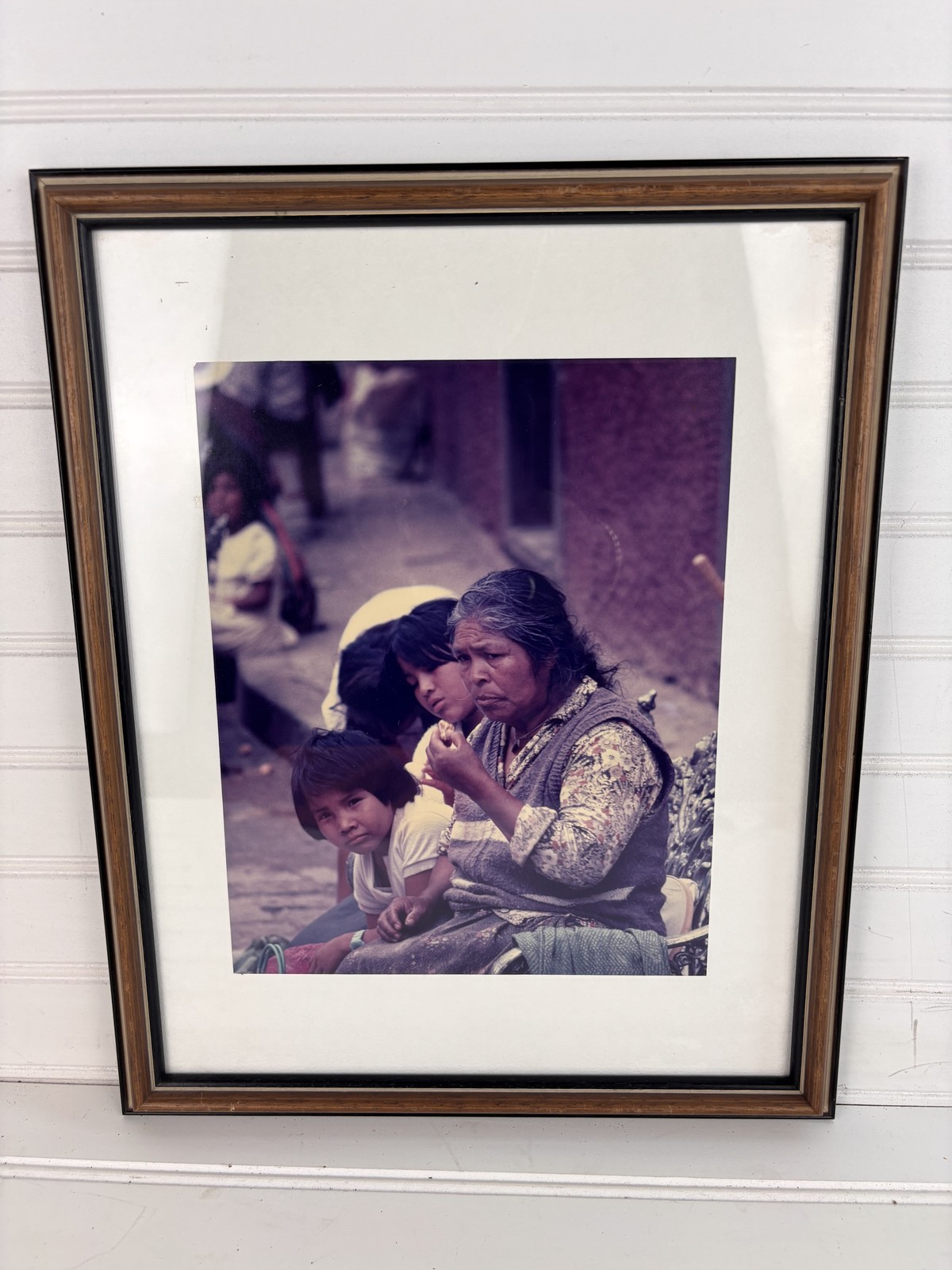 Vintage Original Photo Framed Matted Indigenous Mother & Child Portrait