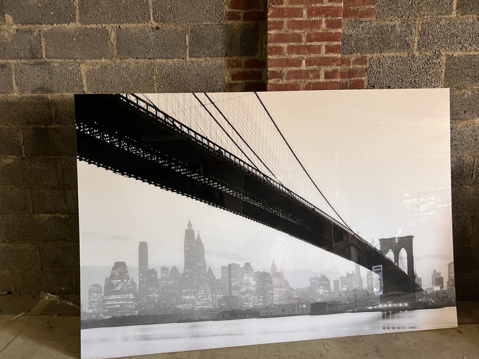 Brooklyn Bridge Plexi-Mount Black And White Photograph 87 X 58 1/2 Inches