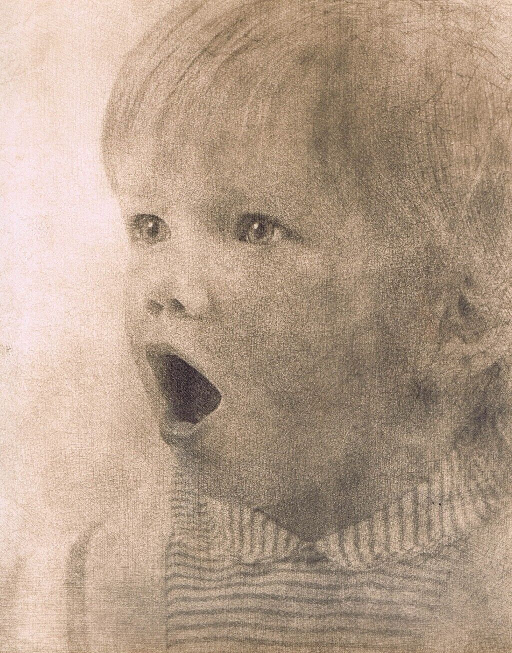 Hendrickson Original Photo SEPIA VERY SURPISED/SHOCKED CUTE TODDLER 11×14″ R295
