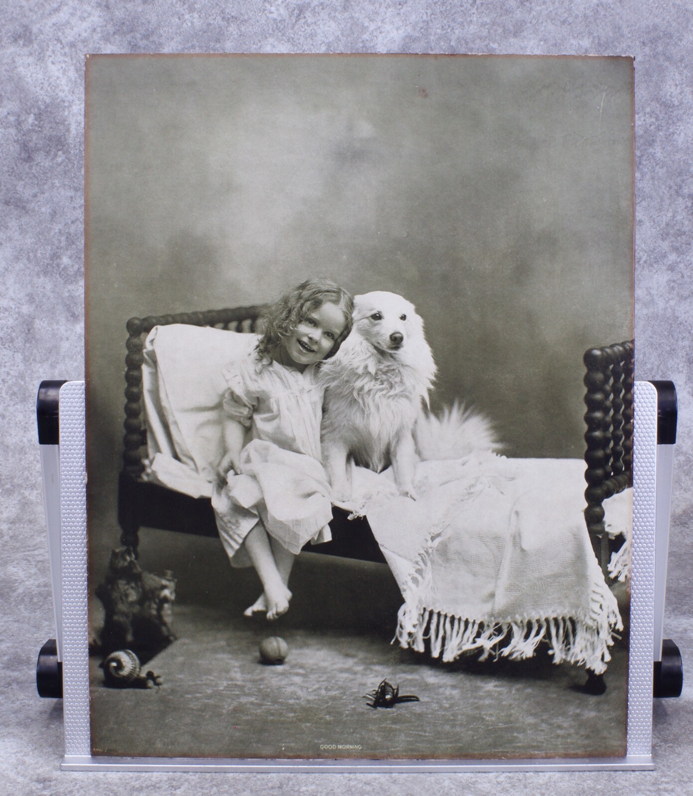 G.R. Hill Antique Photograph Good Morning Child and Dog