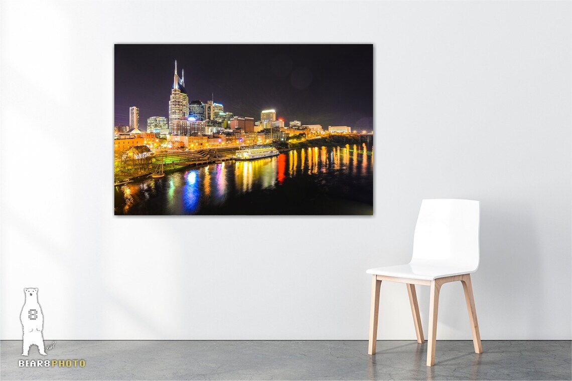 Downtown Nashville Skyline Photography Prints – Music City at Night – Tennessee