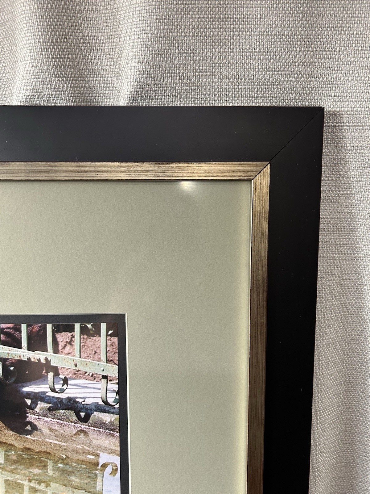 Original Photograph Black Cat Koi Pond Signed Framed Matted Truguard UV Guard