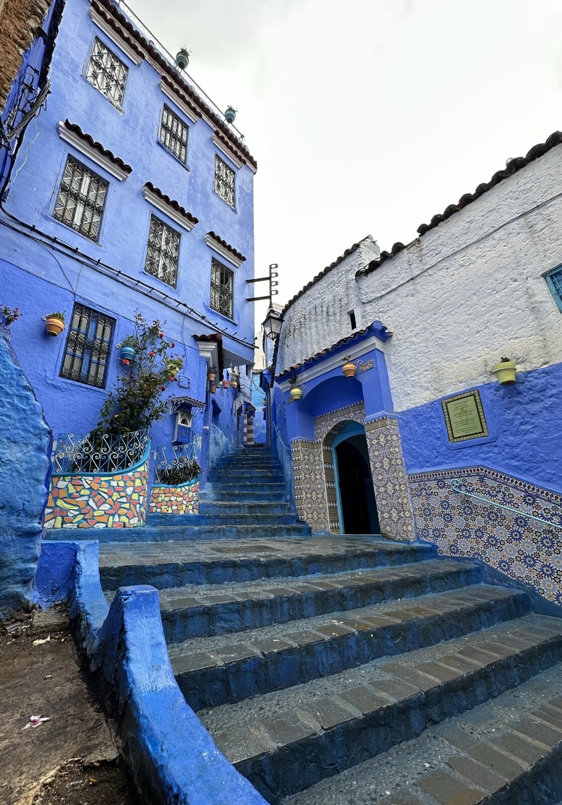 Beautiful Framed, Matted and Signed Photograph of Chefchaouen Morocco (Steps)