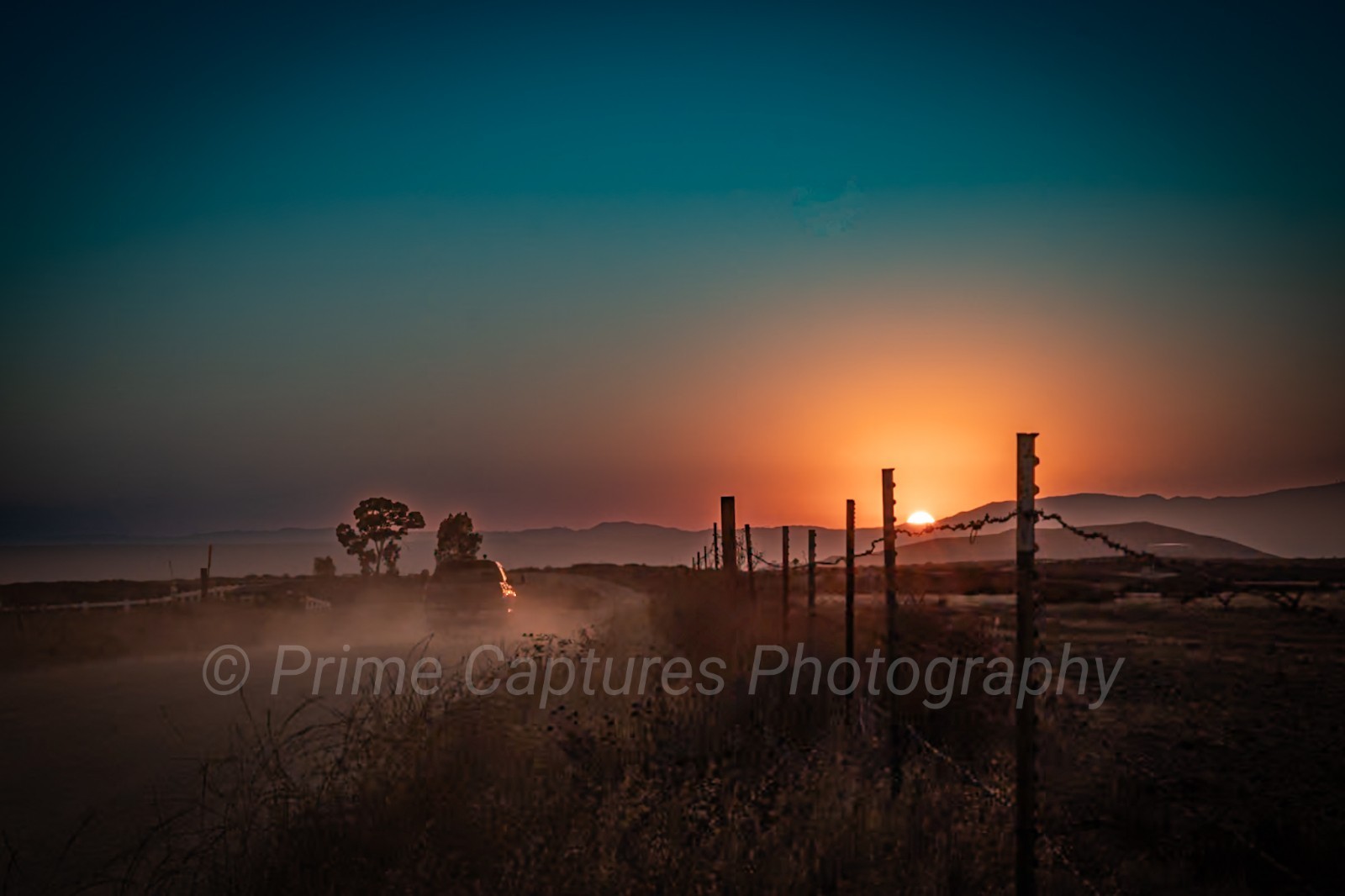 Chasing The Sunset On A Dusty Road Golden Hour Rural Country Photography Print