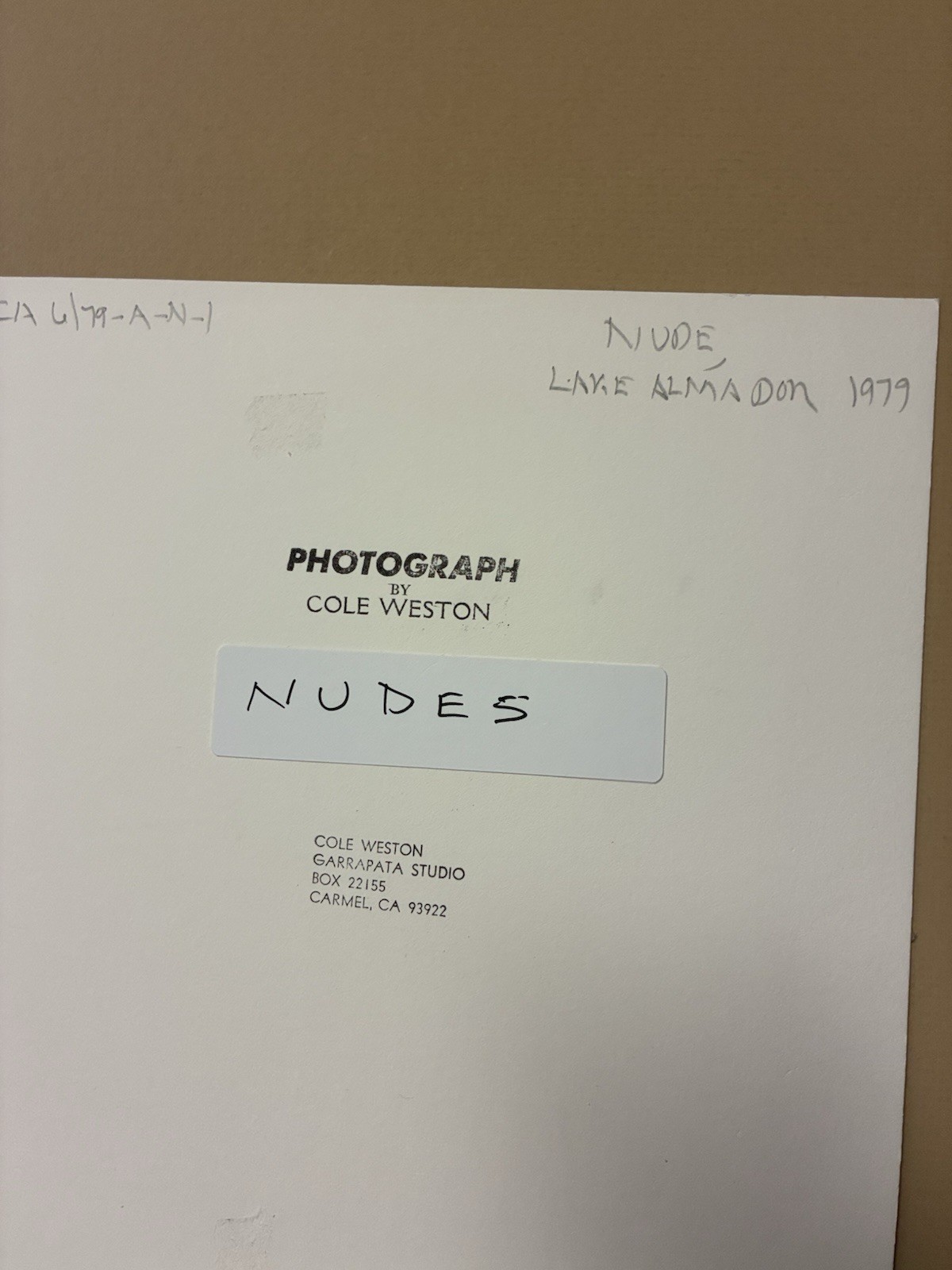 Cole Weston 1979 Gelatin Silver Photograph “Lake Almaden” Stamped Dated