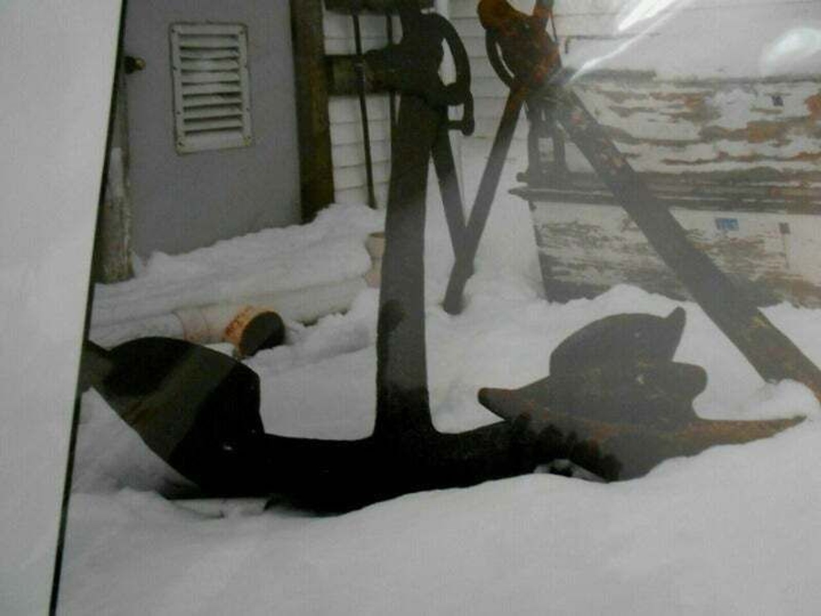 Maine Coastal Anchor in Snow Photograph by Debi H… 19X13 Mat