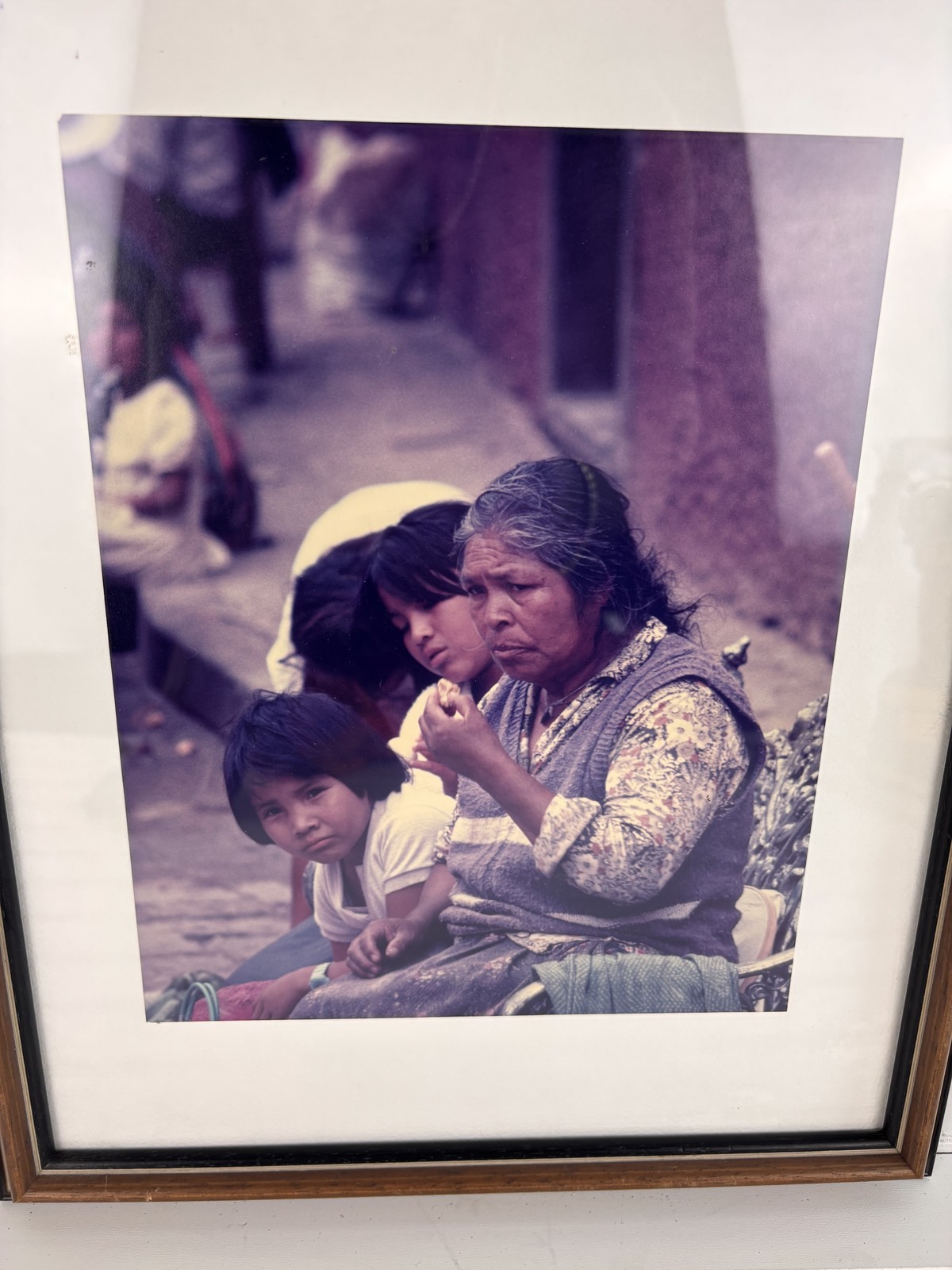 Vintage Original Photo Framed Matted Indigenous Mother & Child Portrait