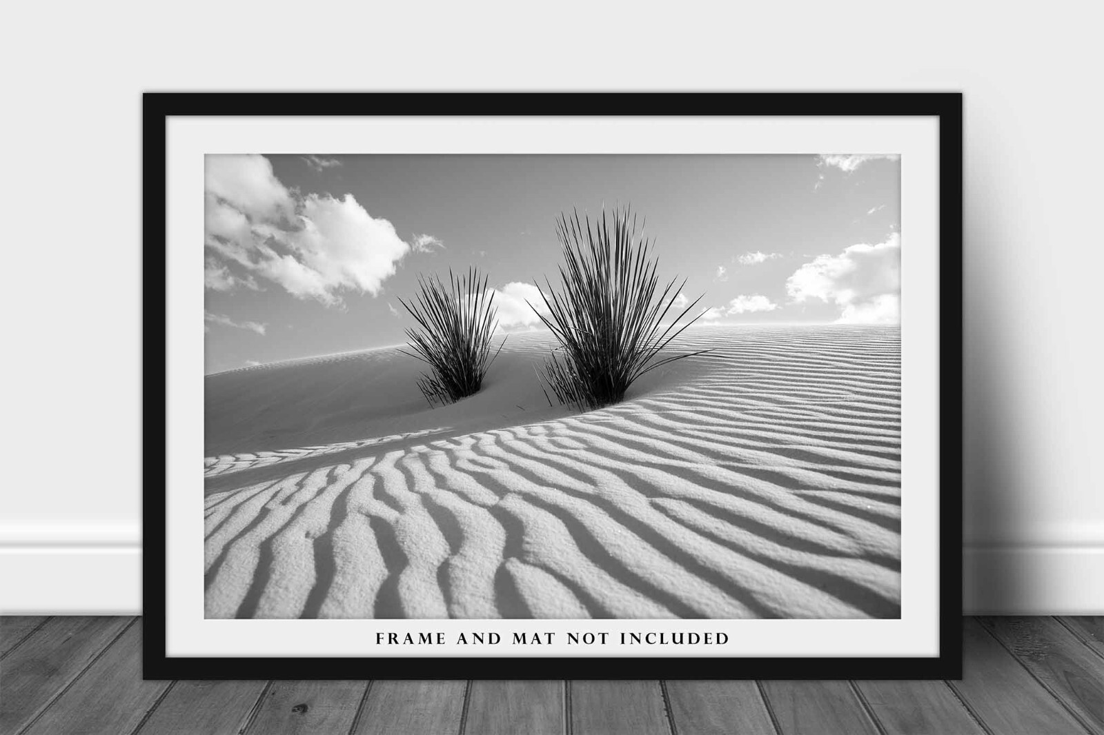 White Sands Photography Print: New Mexico Black & White Yucca Plant Desert Photo