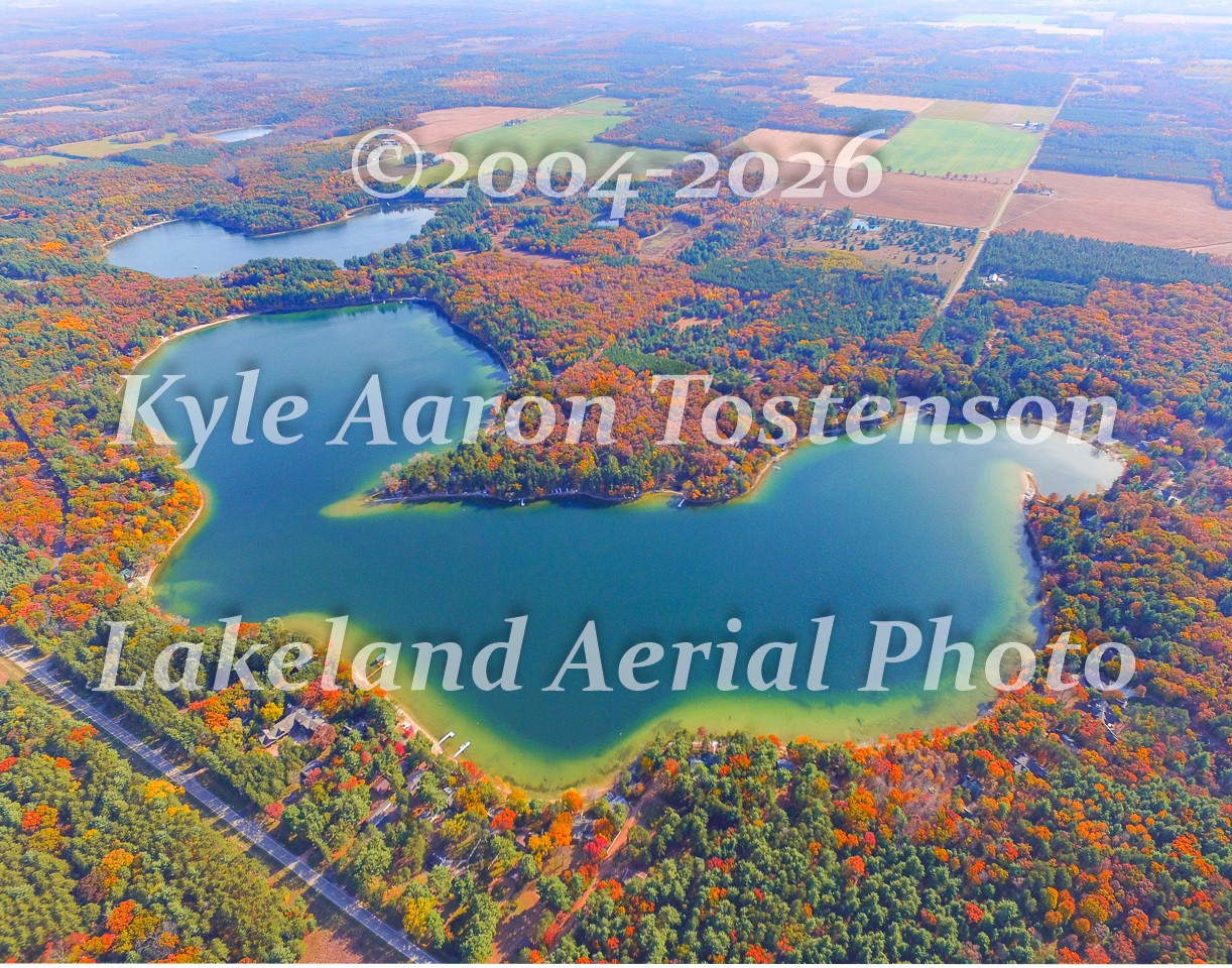 Big Hills Lake, Waushara Co., Saxeville, Wisc Overhead Air Photo. Frame Optional