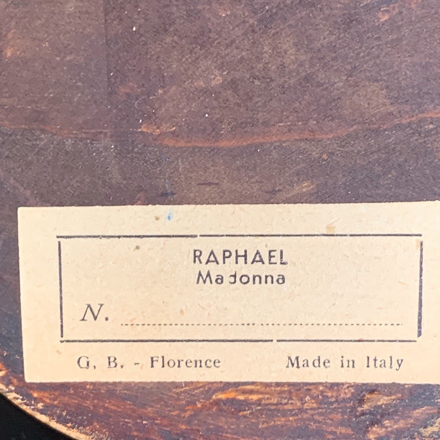 Antique Raphael Madonna Framed Art Gilt Wood Religious Florence Italy Round 3.5″