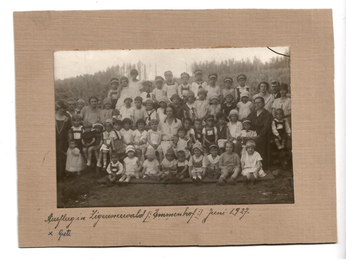 Cabinet photo * group of children * excursion gypsy forest Emmenhof Bielsko-Biała 1927