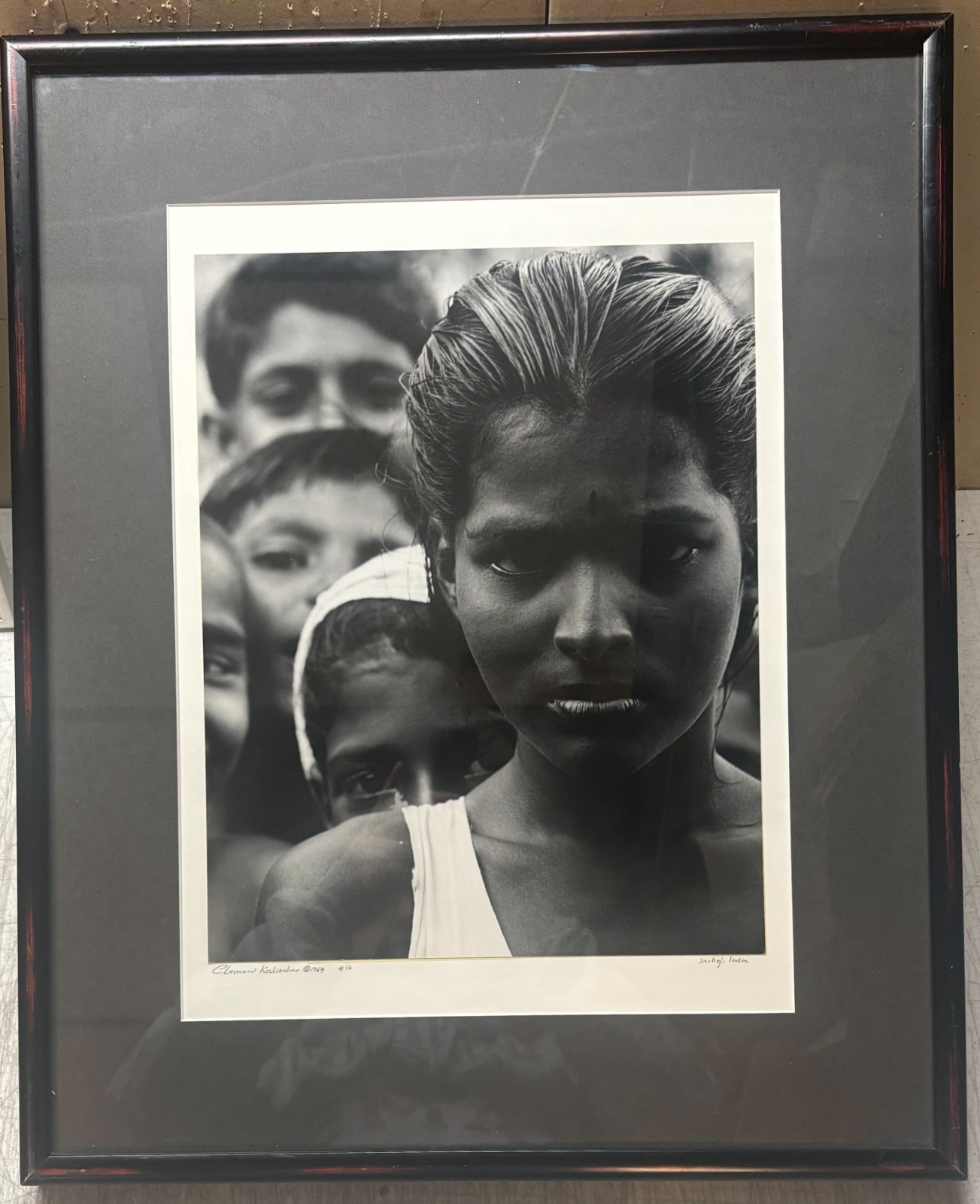 Original CLEMENS KALISCHER ‘Sarkej, India’ GIRL w 4 Boys SIGNED Gelatin PHOTO