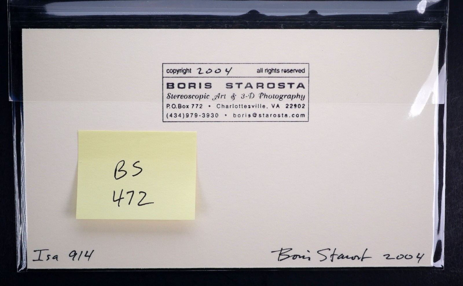Boris Starosta 3D Stereoview – Isa 914 – nude model signed 2004