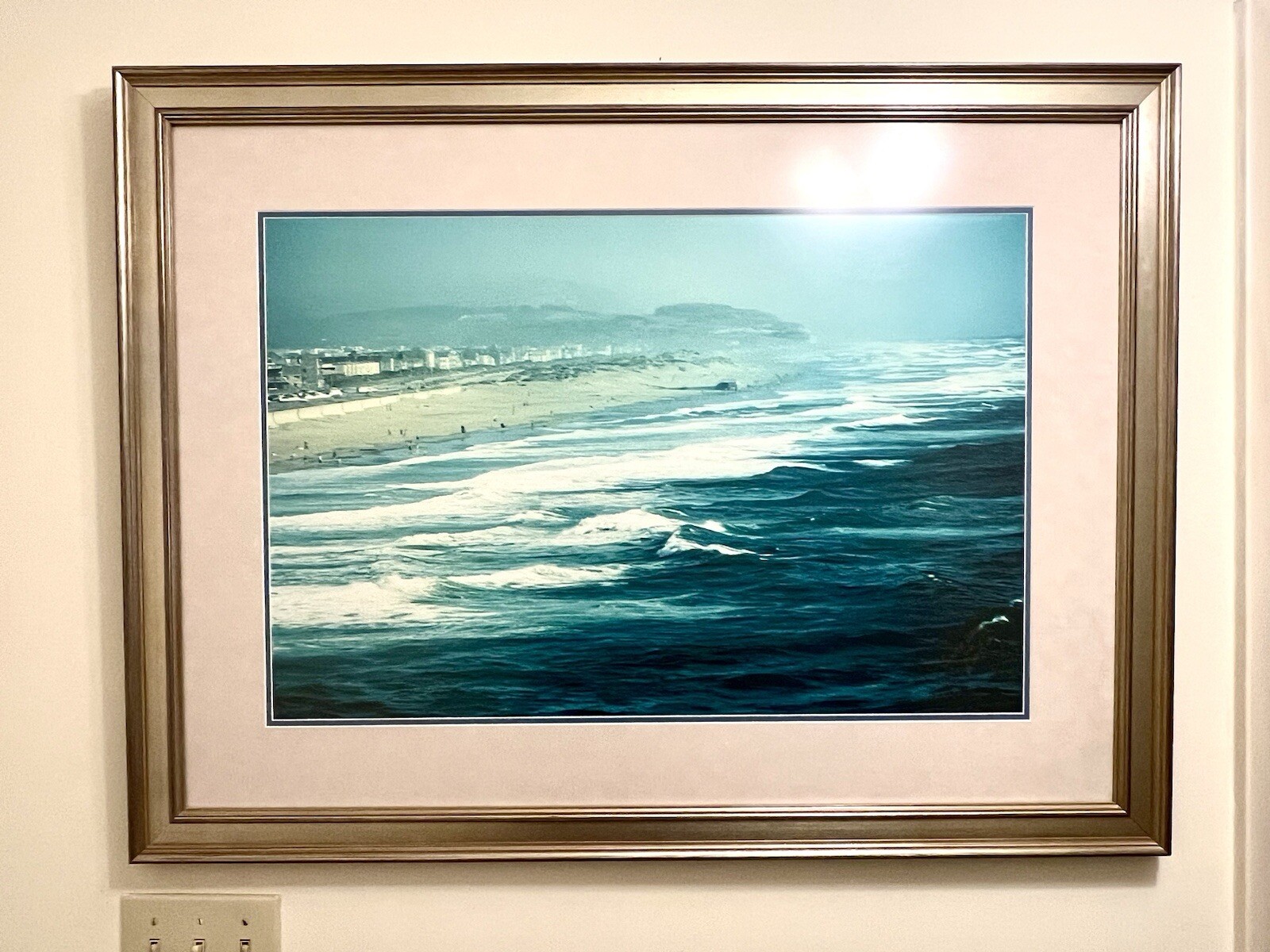 Large Vintage Framed South Beach Miami Florida 1966 Photograph Signed 40×31″
