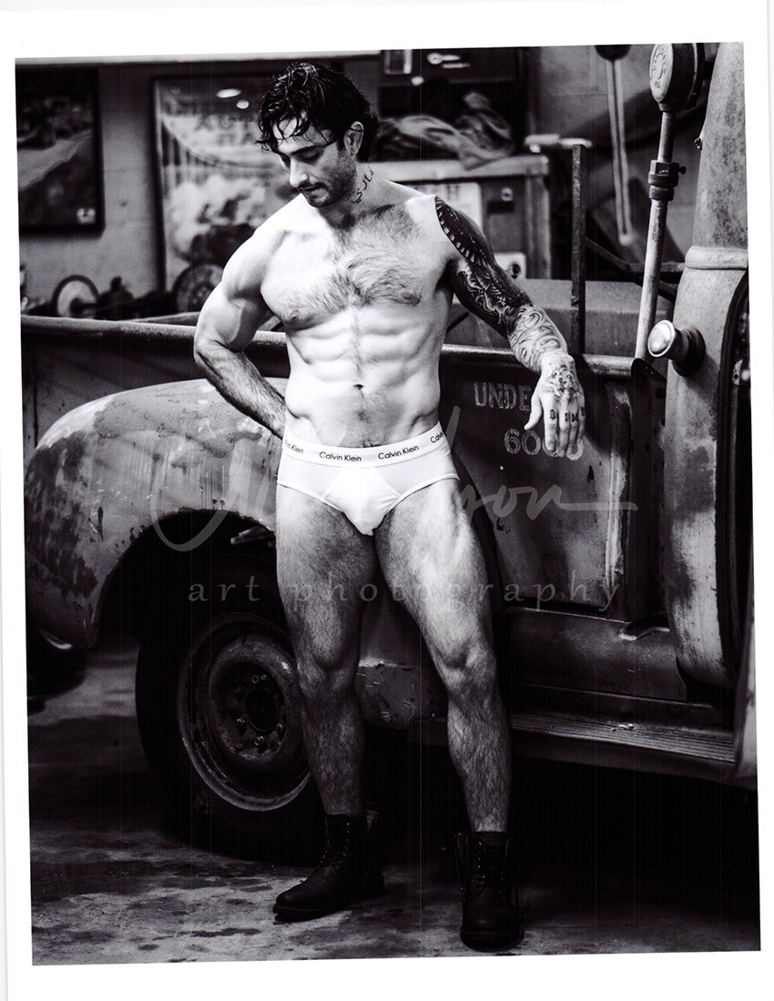 11 X 8.5 Alan Lyon Original Male Photo gay interest (8) Jaxxon B&W old truck