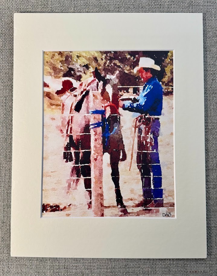 Cowboy Digital Watercolor Original Art Photograph 8 X 10 Mat 11 X 14 Signed