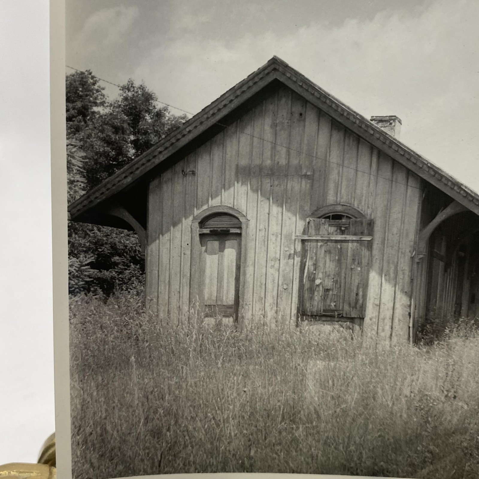 Abandoned Railroad Station Depot 4×5 Black White Glossy Photograph Original