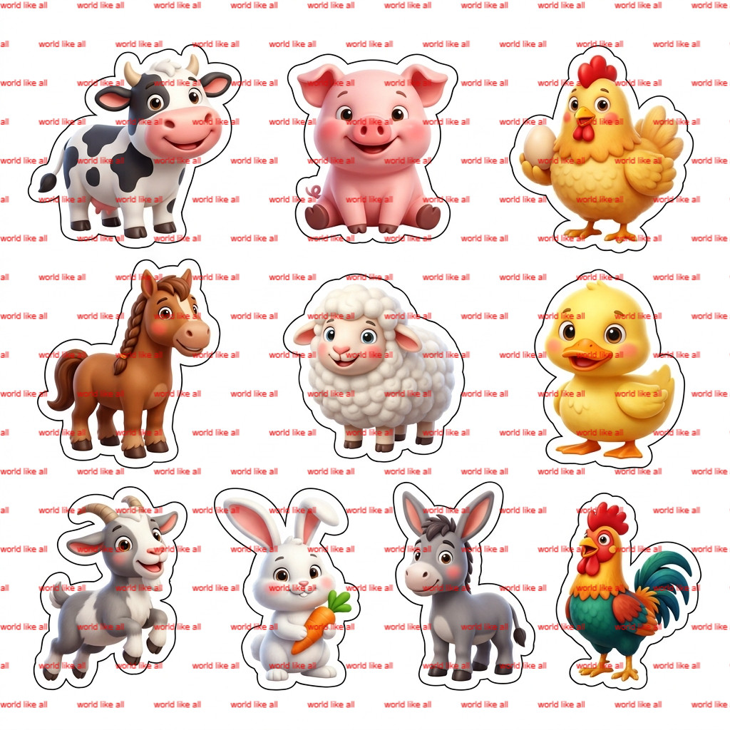 Stickers for Kids | Cute 3D Cartoon [Theme] Sticker Sheet | Digital 4k Download