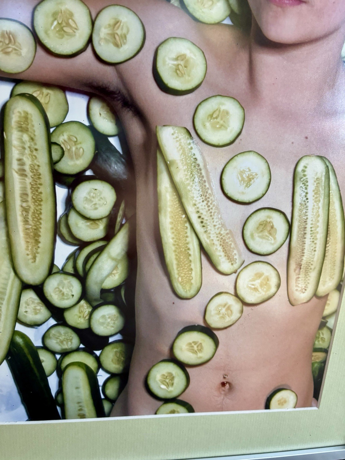 Surreal Contemporary Photography Print Androgynous Figure w/ Cucumbers Framed