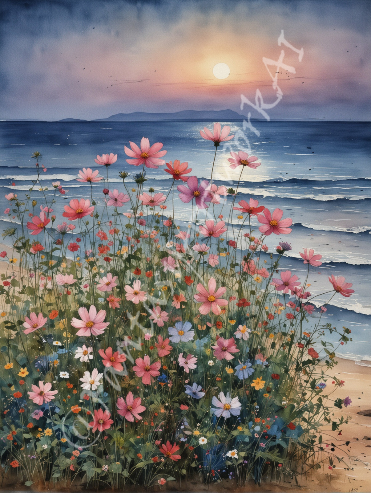 Wild Flowers – Digital Image Picture Phone Background AI Art, 3 images – #14
