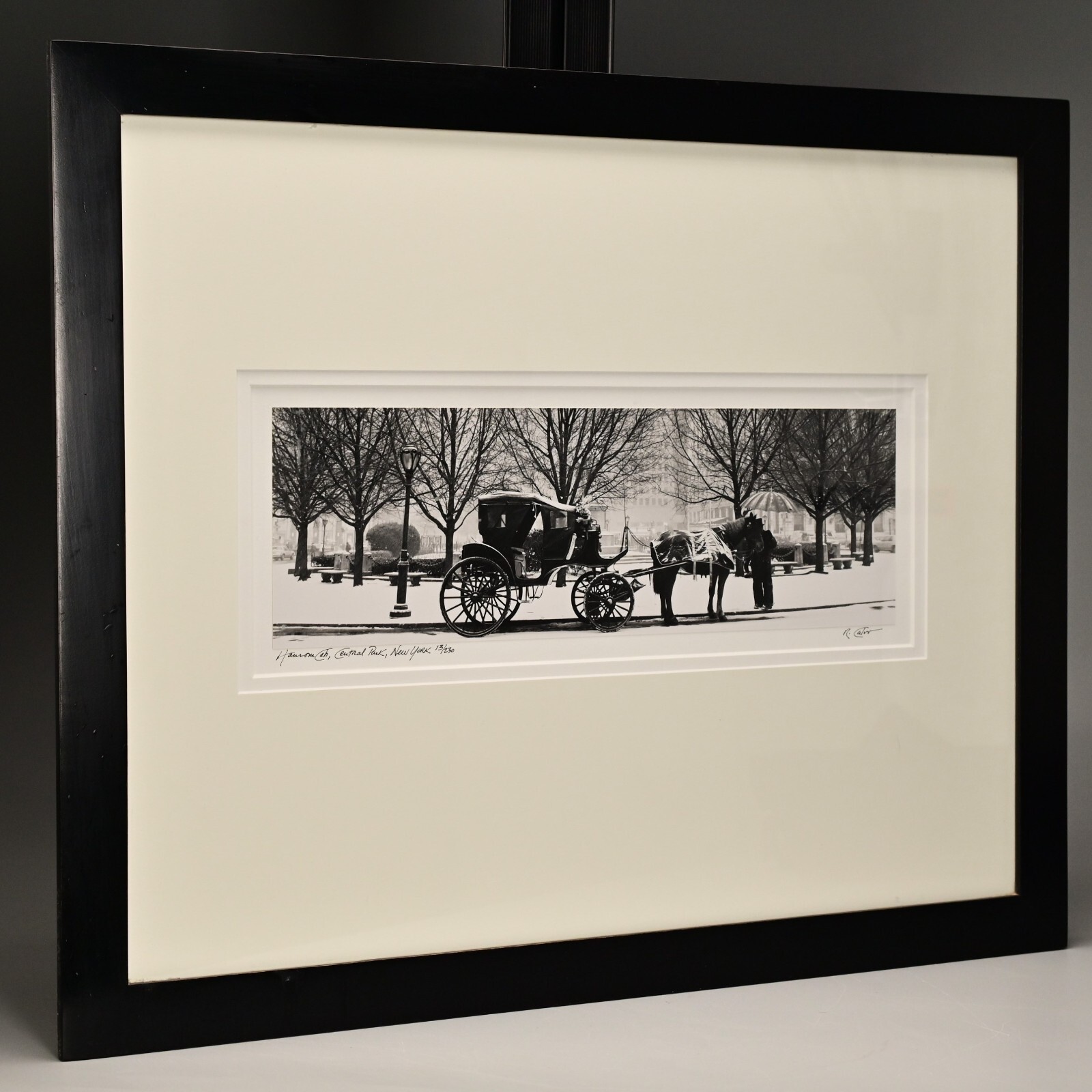 RICHARD CALVO Original Vintage Signed Central Park NY Horse Carriage Photograph