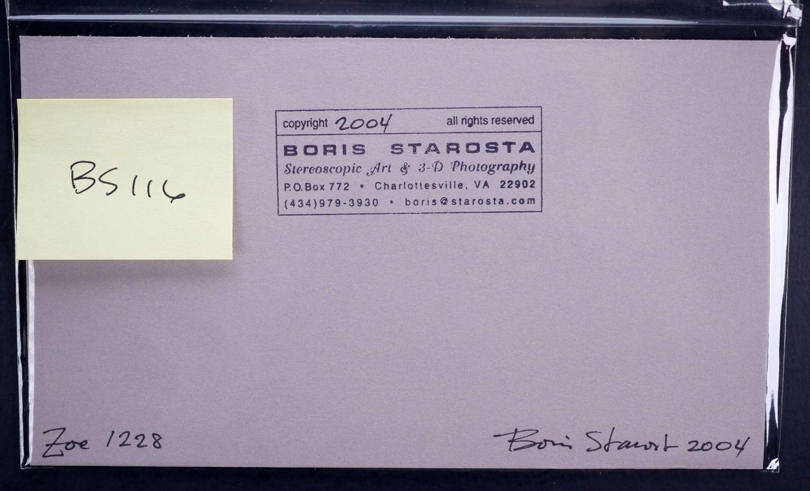 Boris Starosta 3D Stereoview – Zoe 1228 – nude model signed 2004 #116