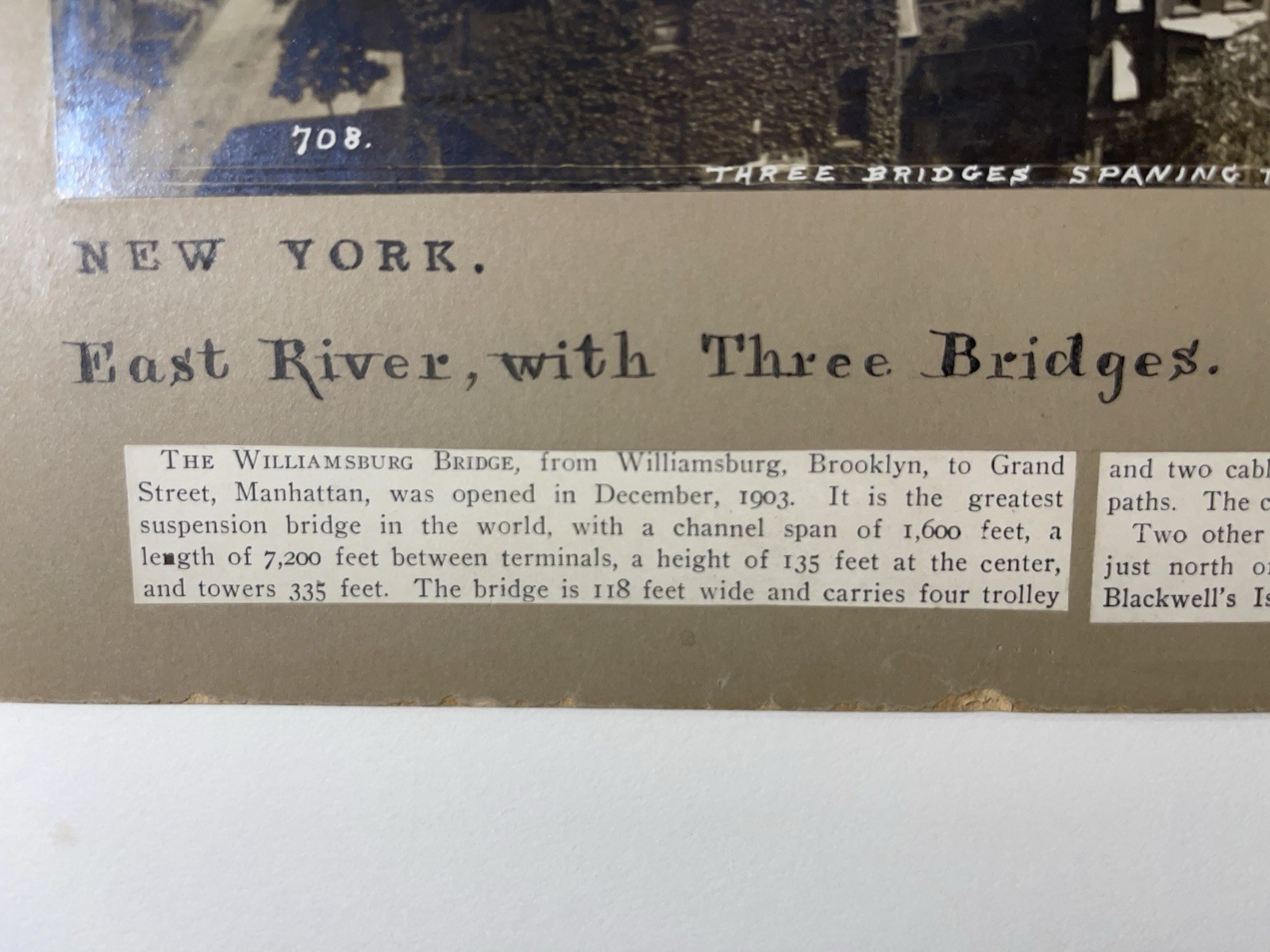 C1900 New York City Photo. Brooklyn Bridge Williamsburg Bridge. August Loeffler