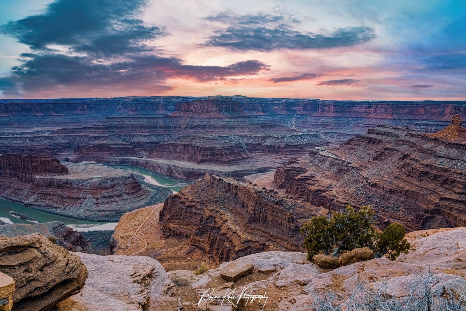 Dead Horse Point Utah- Canyon Sunset Framed Canvas Landscape Photograph Wall Art