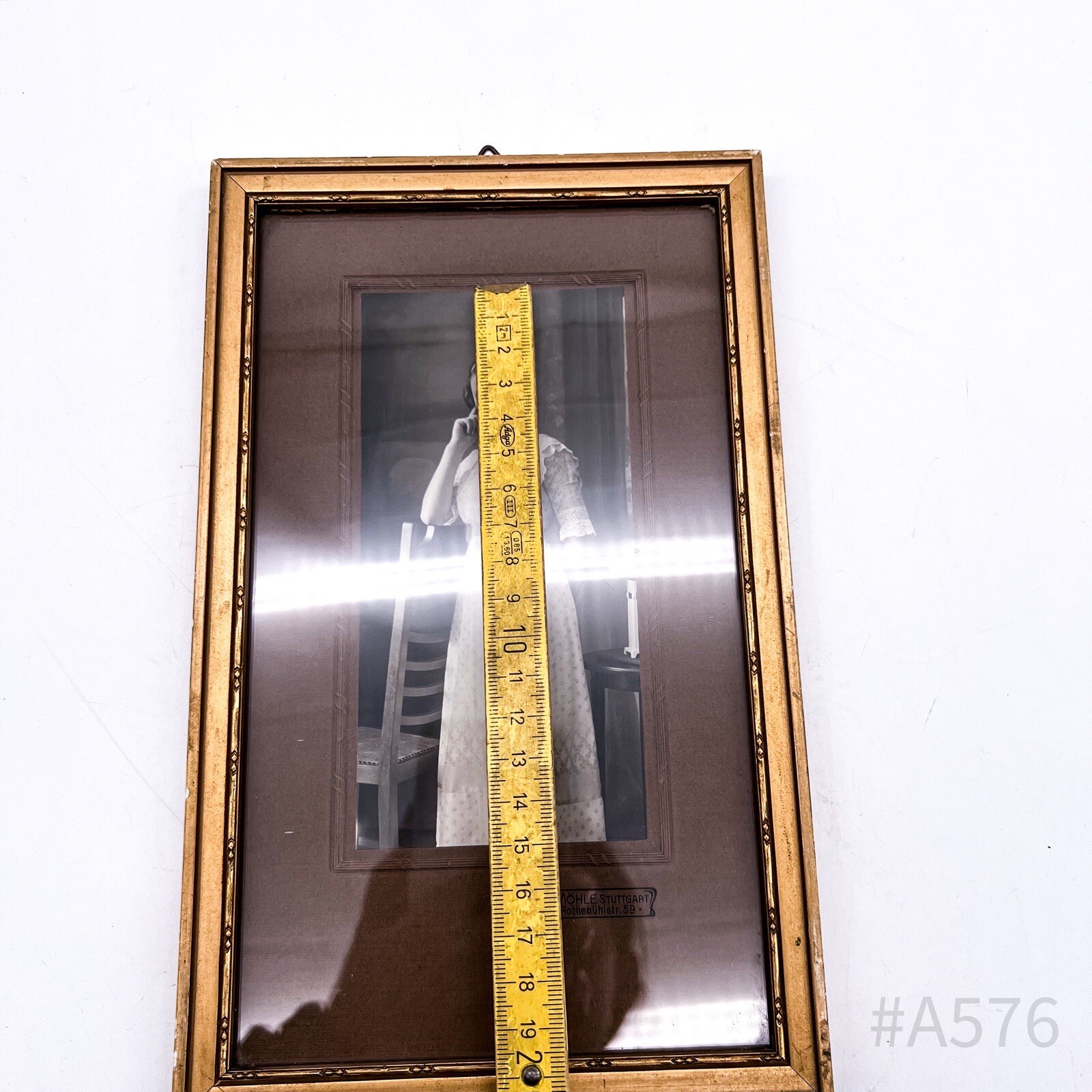 Antique Photograph With Frame & Glass Insert L. Möhle, Stuttgart 15 X 24 Cm