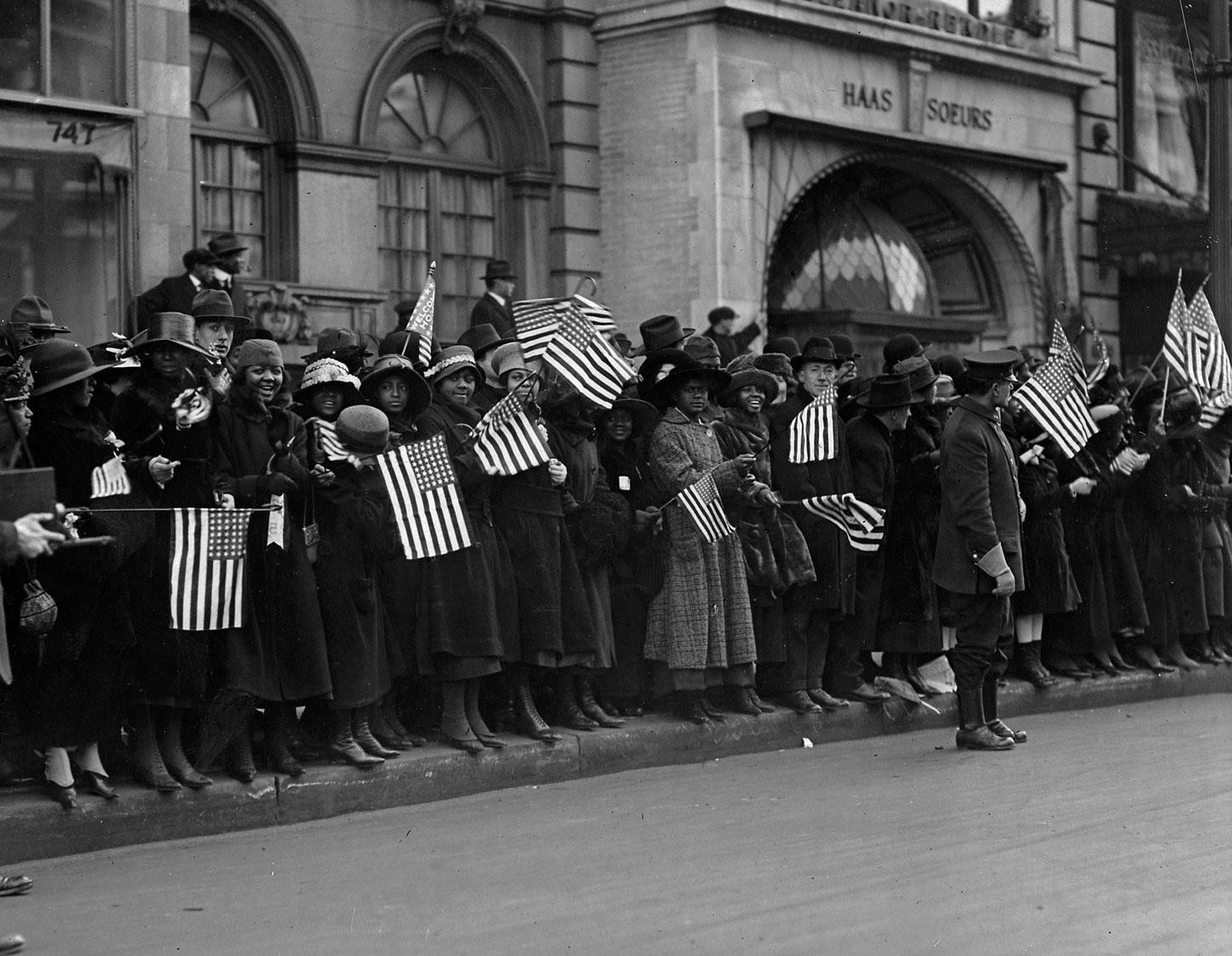 WWI Crowds Waiting for Parade of Famous African American 369th Infantry Photo