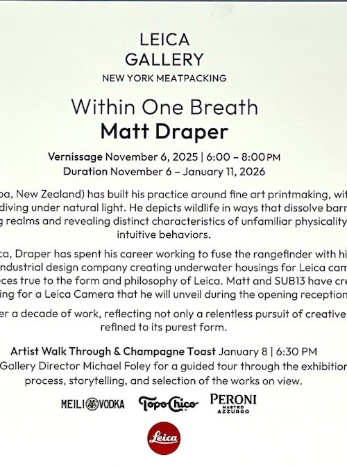 Matt Draper Art Show Announcement Card 2025 – Within One Breath – Leica Gallery