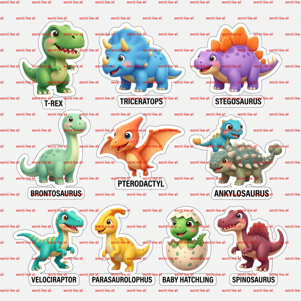 Stickers for Kids | Cute 3D Cartoon [Theme] Sticker Sheet | Digital 4k Download
