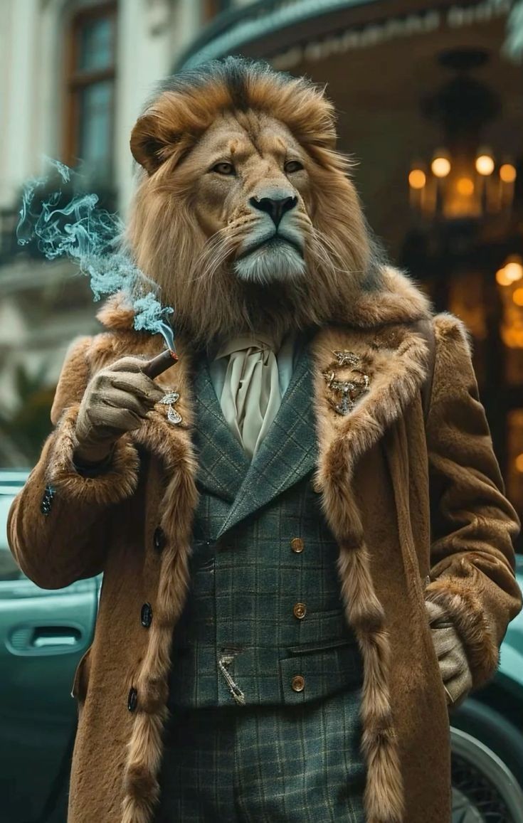 Digital Image Picture Photo Wallpaper Background Smoking Lion Art