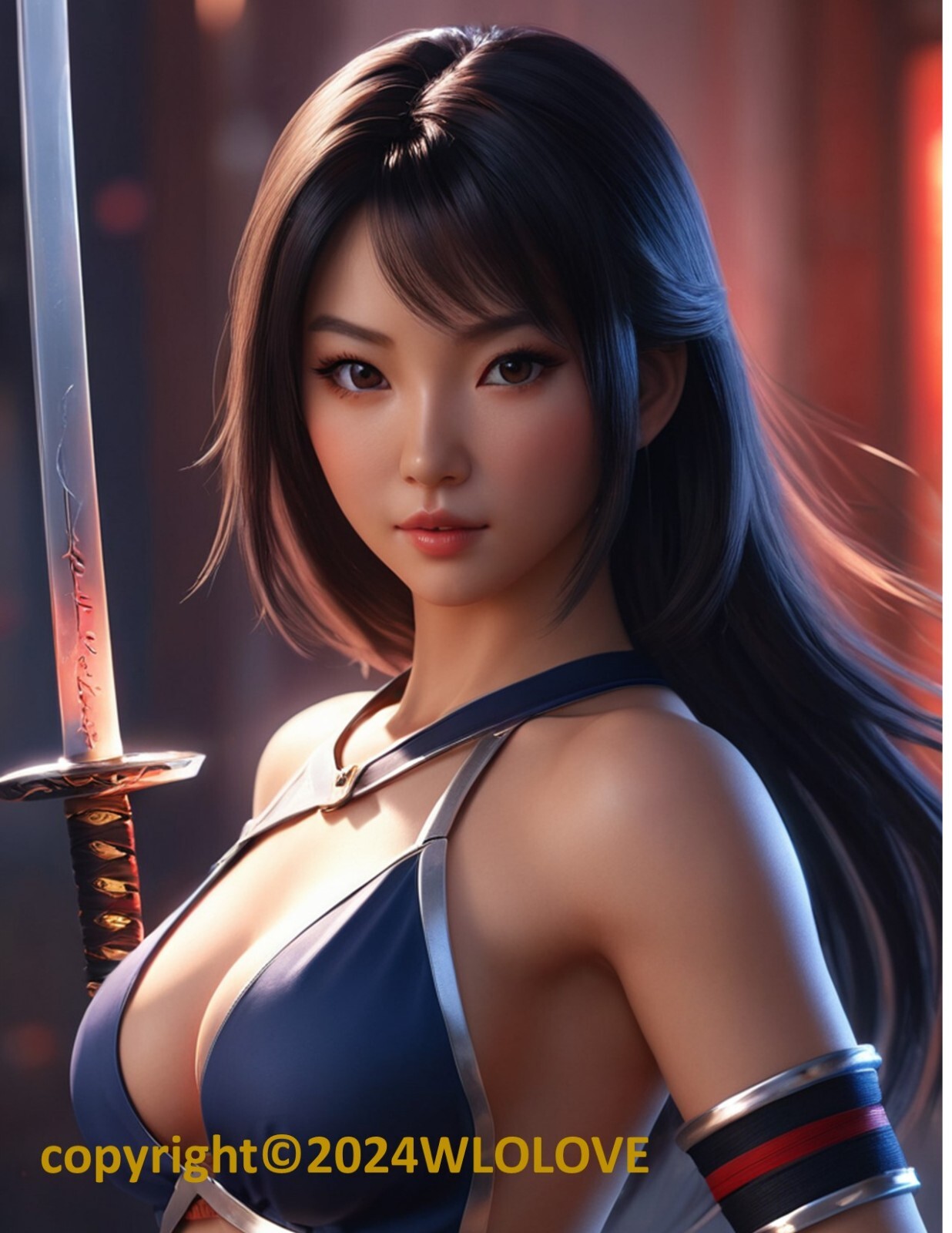 Beautiful Sensual Asian Girl Anime on Quality semi-gloss Photo Paper 8″ x 10″