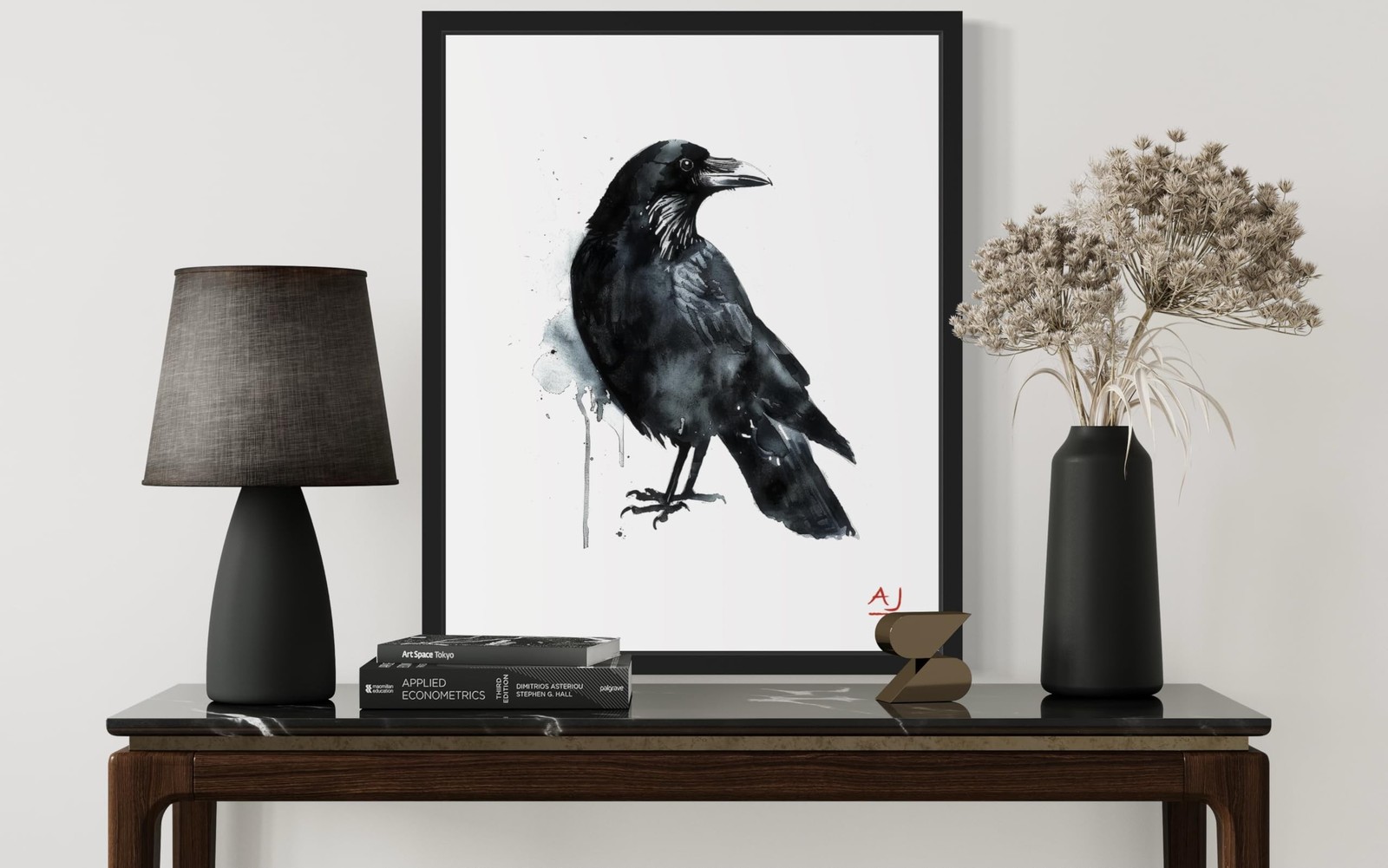 Crow Art Print Poster, Bird Watercolor Painting, Nature Animal Wall Decor Bir…