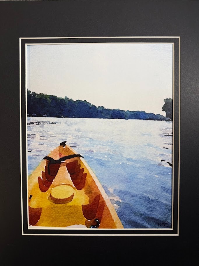 Tandem Kayak Digital Watercolor Original Photograph 8 X 10 Mat 11 X 14 – Signed