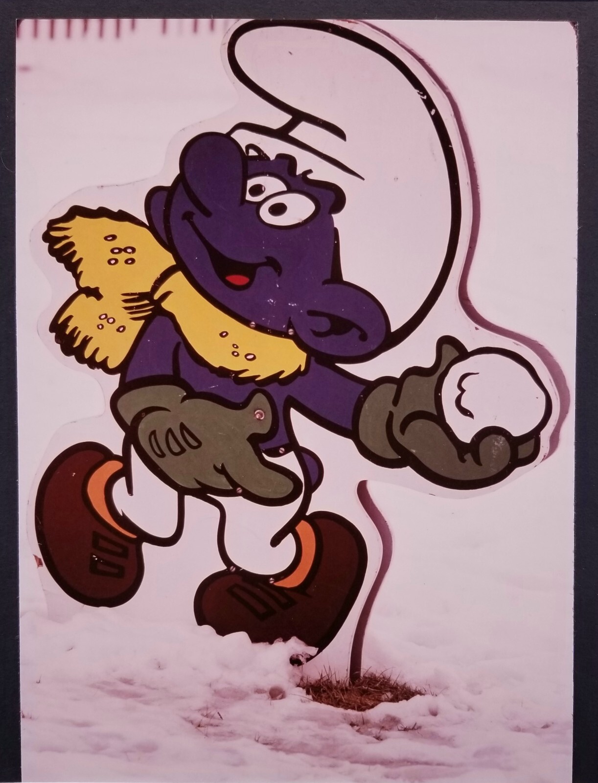 Original Smurf Photo 14 X 11 Matted Signed Ruth Horlick Titled Fun In The Snow