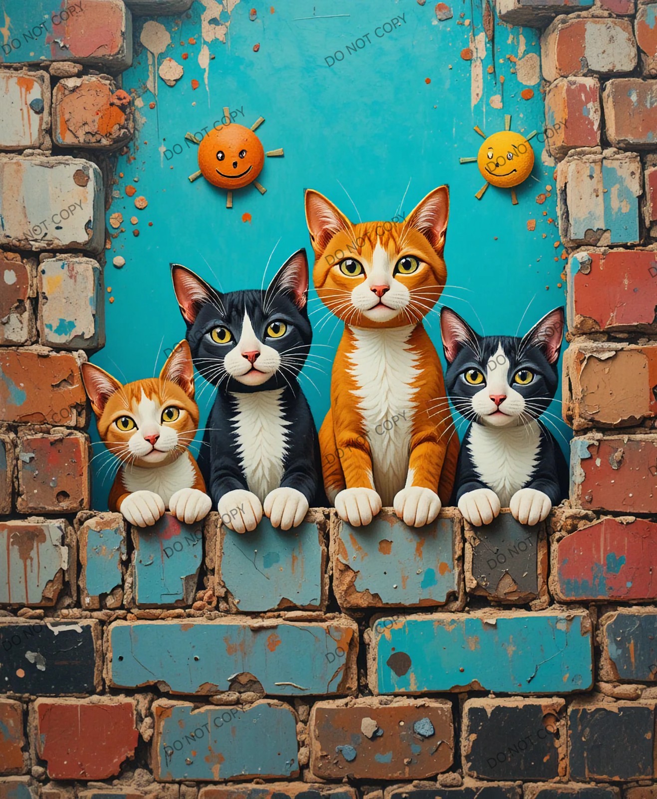Cats Wallpaper Digital Art Image HD Picture Background Kids Room Decor 4K Photo