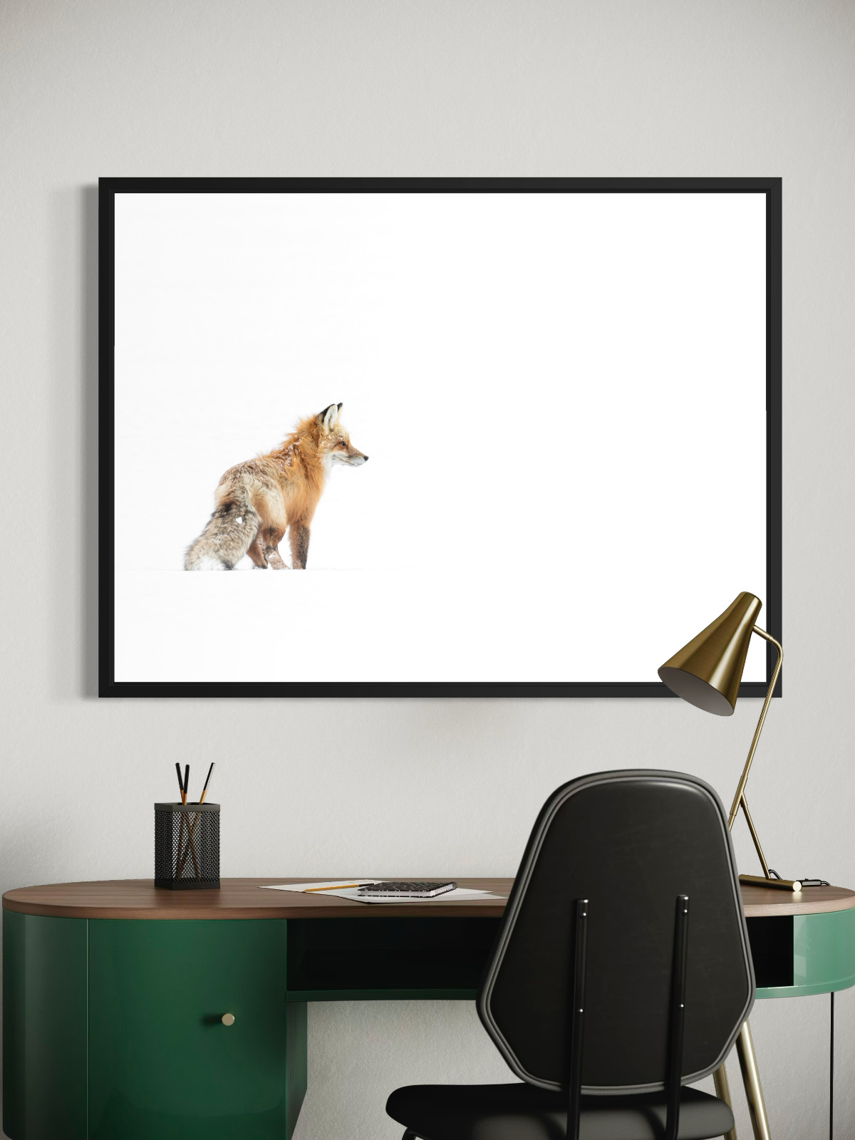 Red Fox in Yellowstone 40×30 inch Framed Canvas Wildlife Photography Print