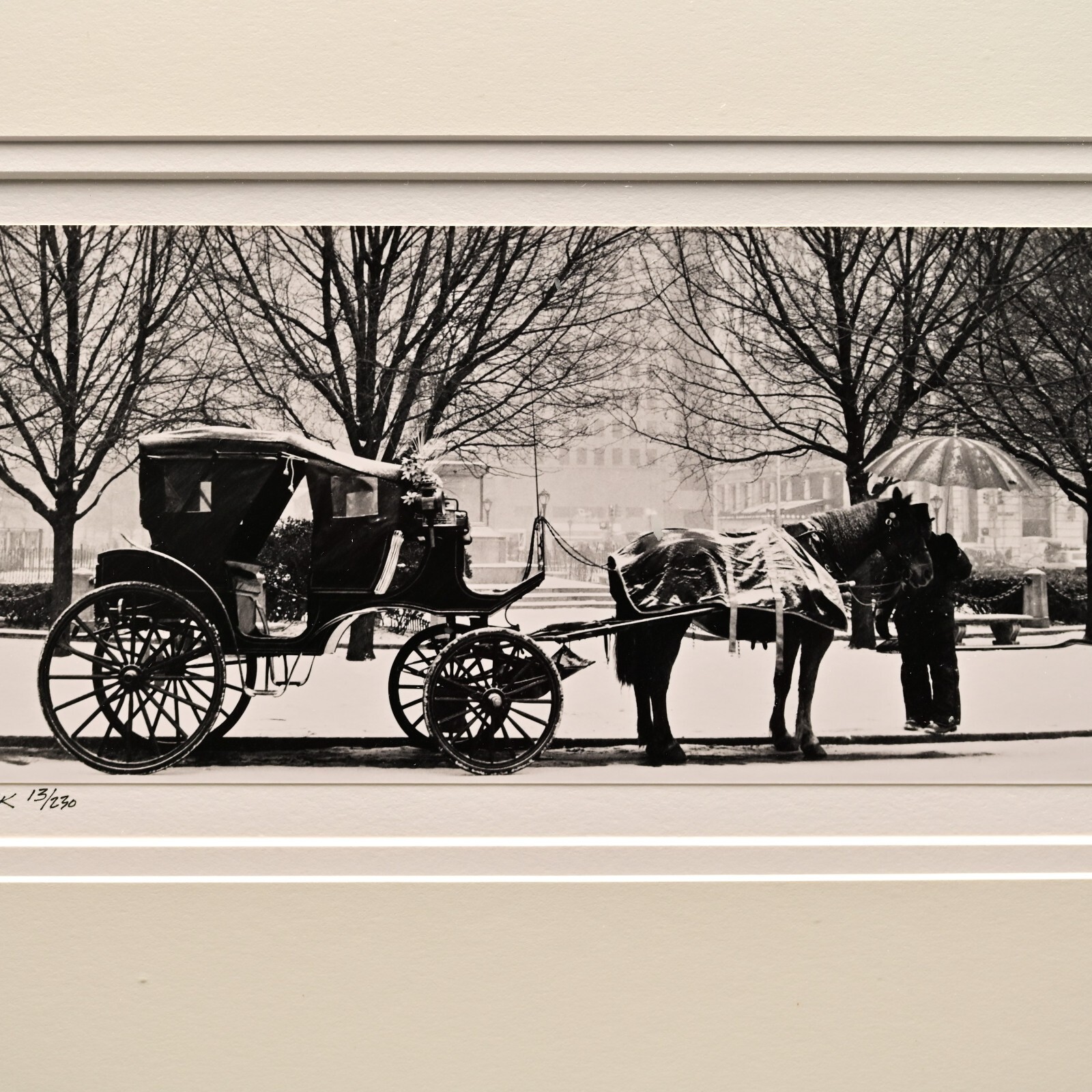 RICHARD CALVO Original Vintage Signed Central Park NY Horse Carriage Photograph