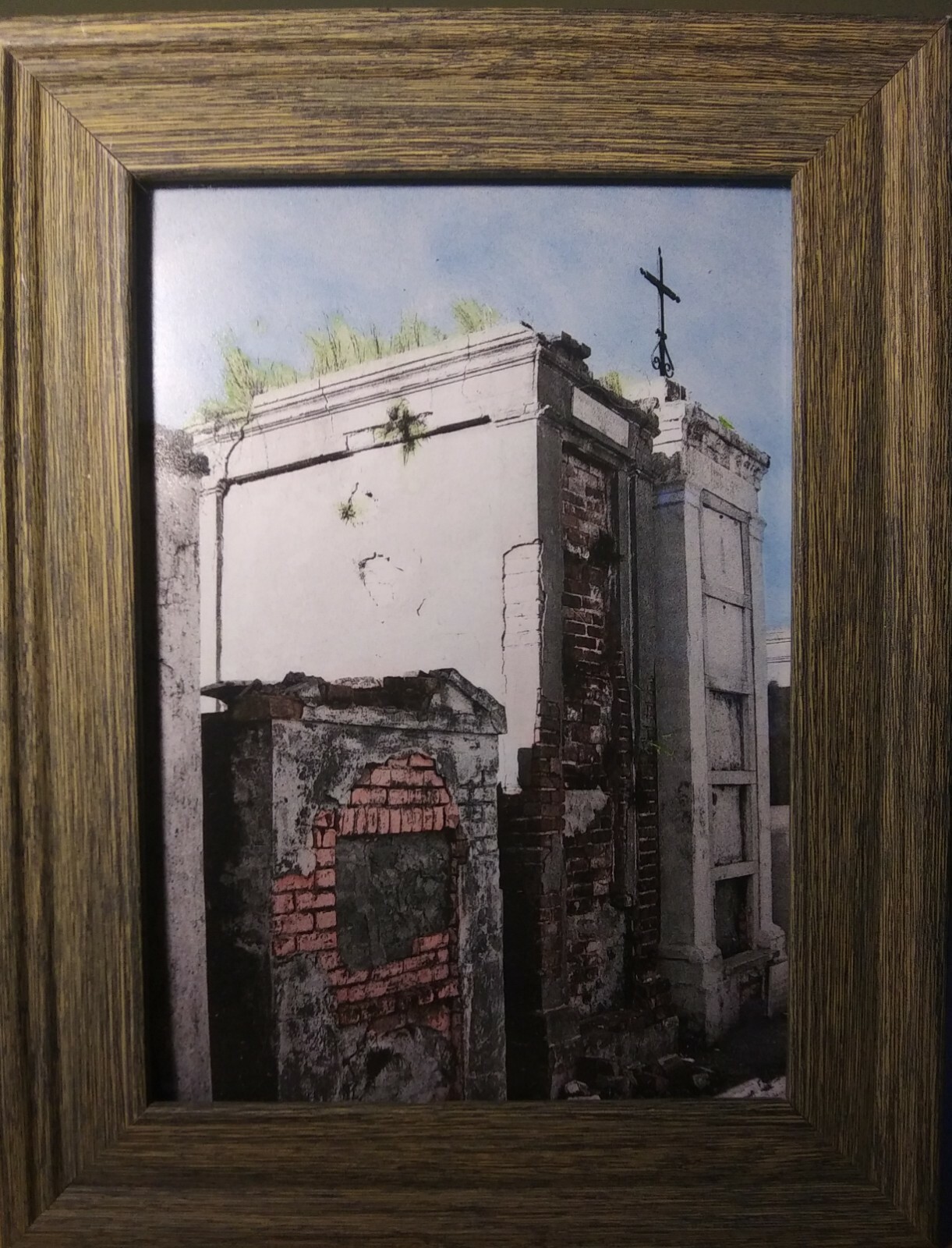 fine art hand-painted B&W prints – New Orleans St. Louis Cemetery #2. 5×7 in.