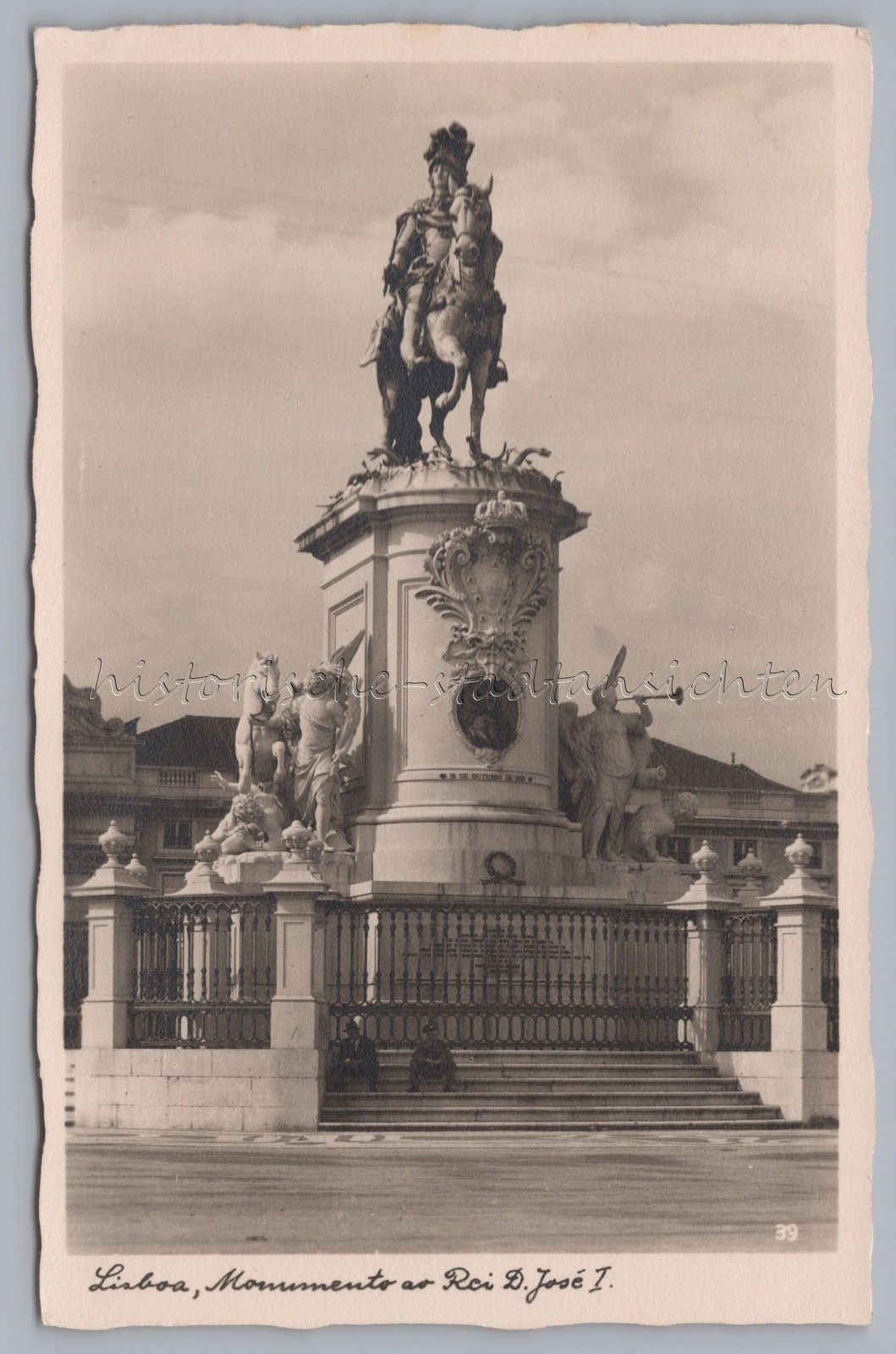 Lisbon Portugal Statue King Jose I Old Photo Postcard