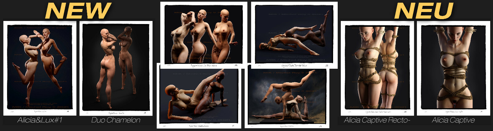 Art Nude “Ayumi&Eve#3” 13×19 Sign Mik &Num 1/25 Fine Art Nude Photo Model 3D