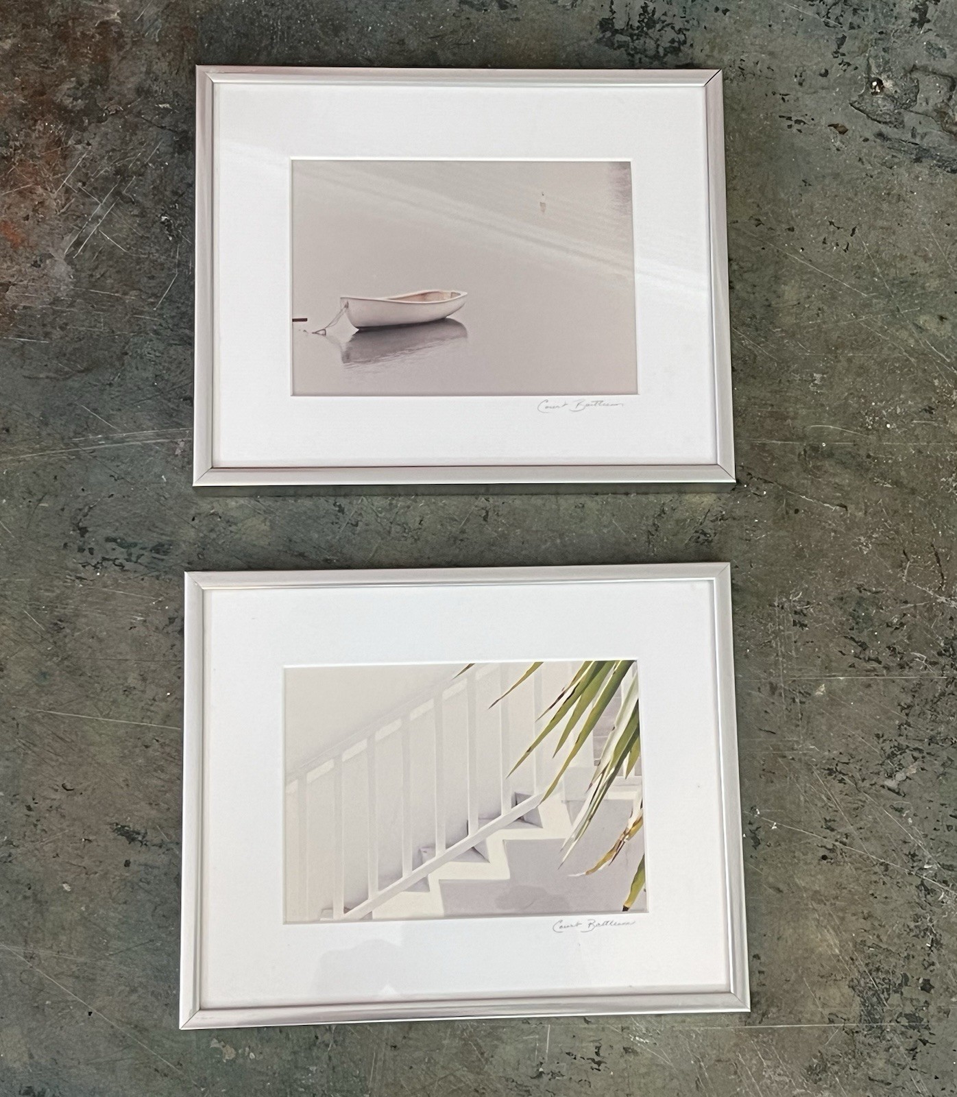 Set of 2 Framed Landscape Photographs Coastal Beach Decor Signed Pair