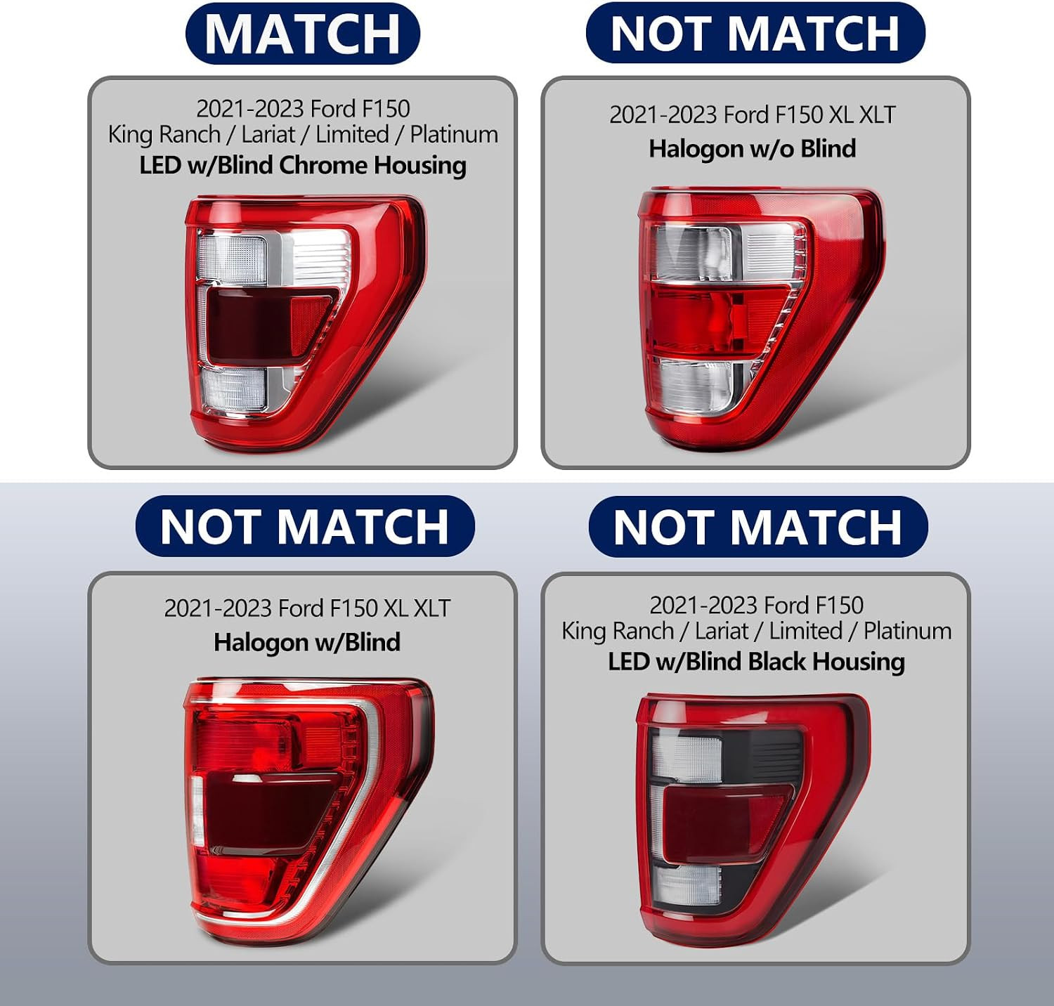 LED Tail Light Compatible with 2021 2022 2023 Ford F150 King Ranch Lariat Limite