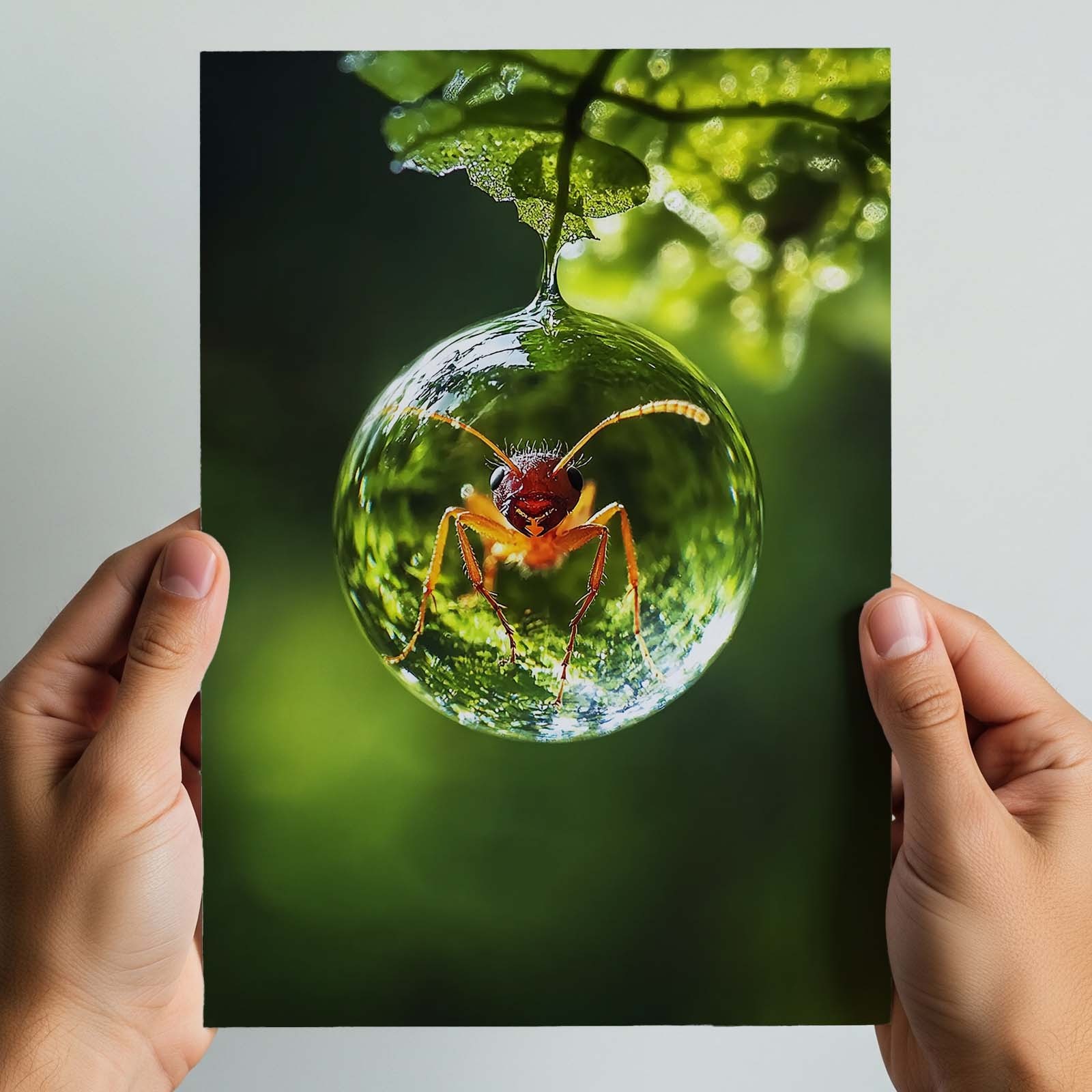 8×10 Fine Art Photo Print Leafcutter Ant Inside Raindrop Impossible Wildlife Pic