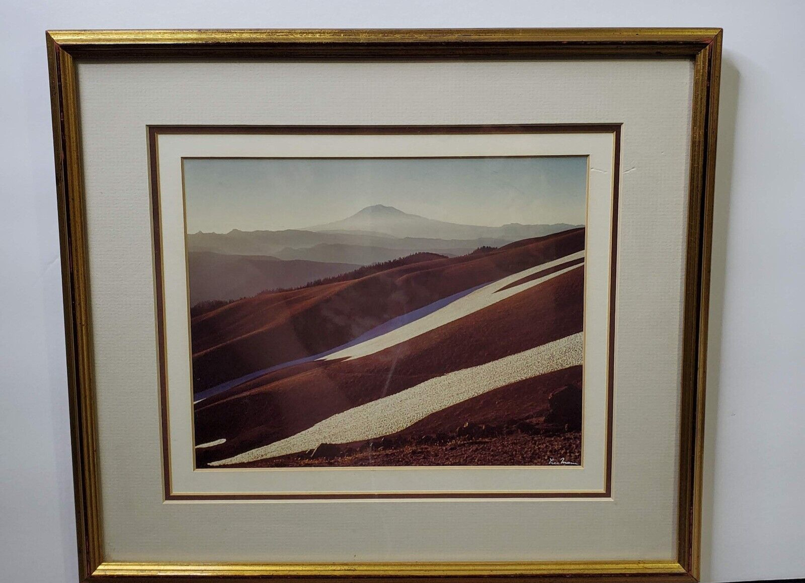 Vintage Matted and Signed Photograph Lee Mann Mountain Scene 15.5 x 13