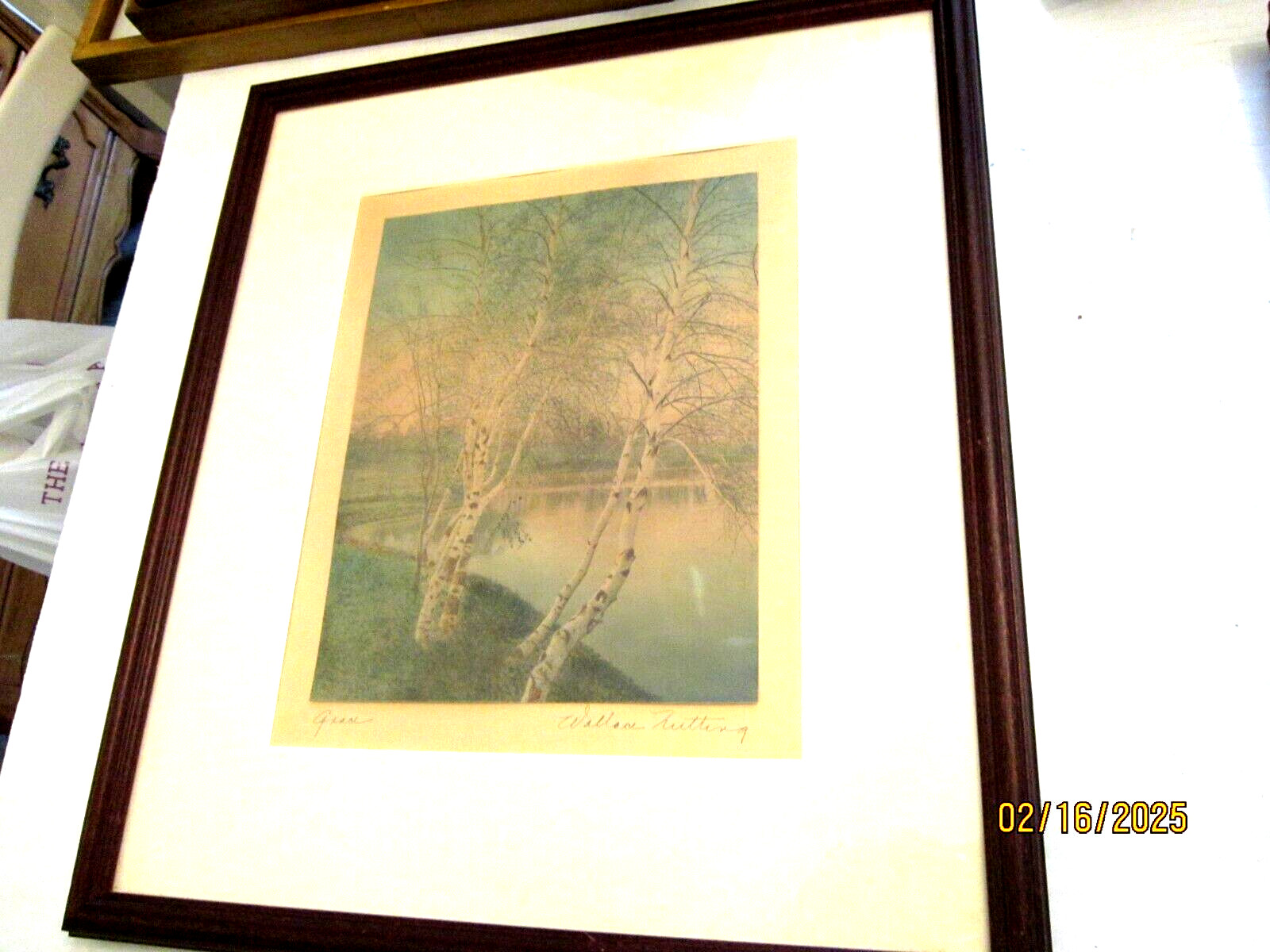 Antique Wallace Nutting Tinted Photo Print “GRACE” w/Ink Signature and Title