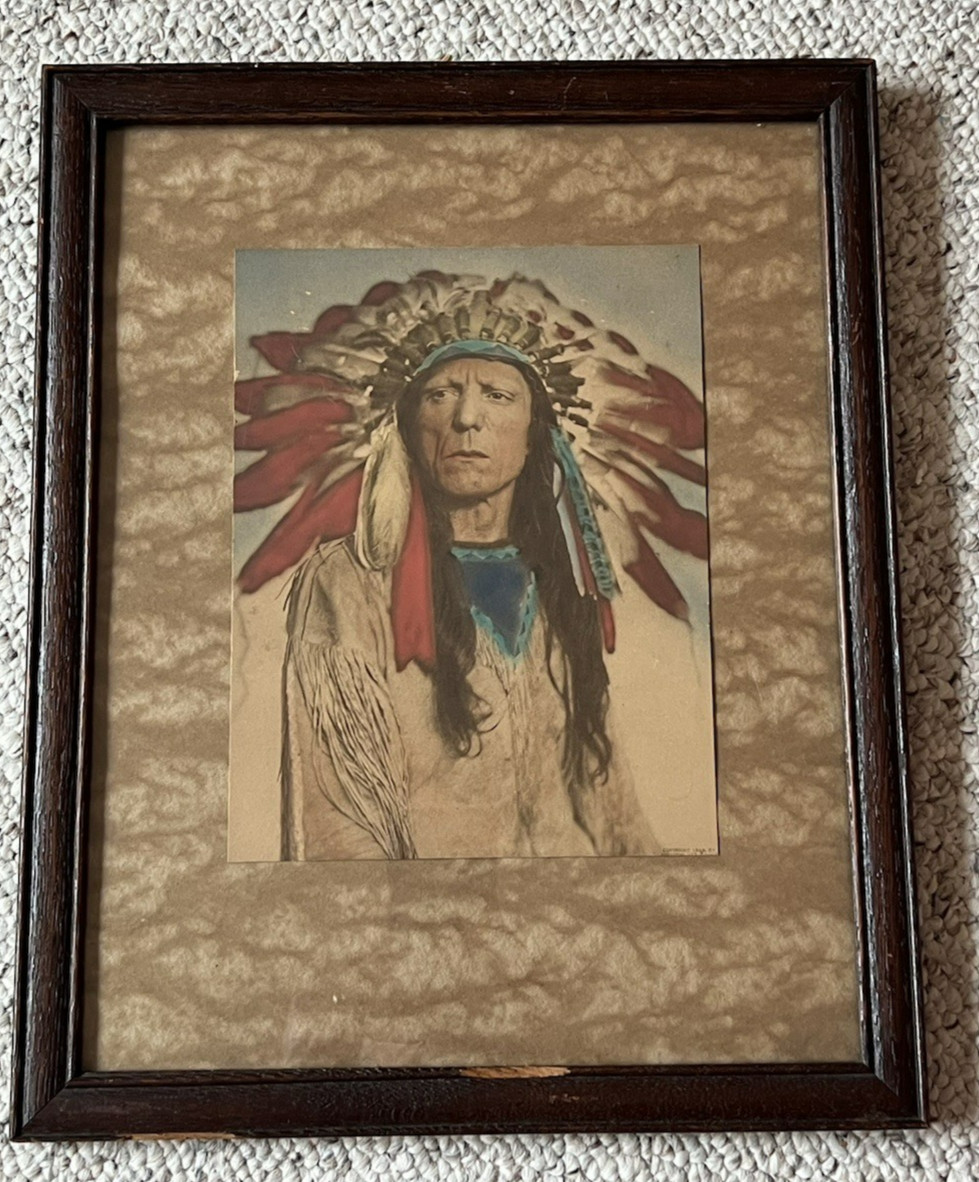 1909 Native American Chief Hand Colored Photo National Art Co., NY